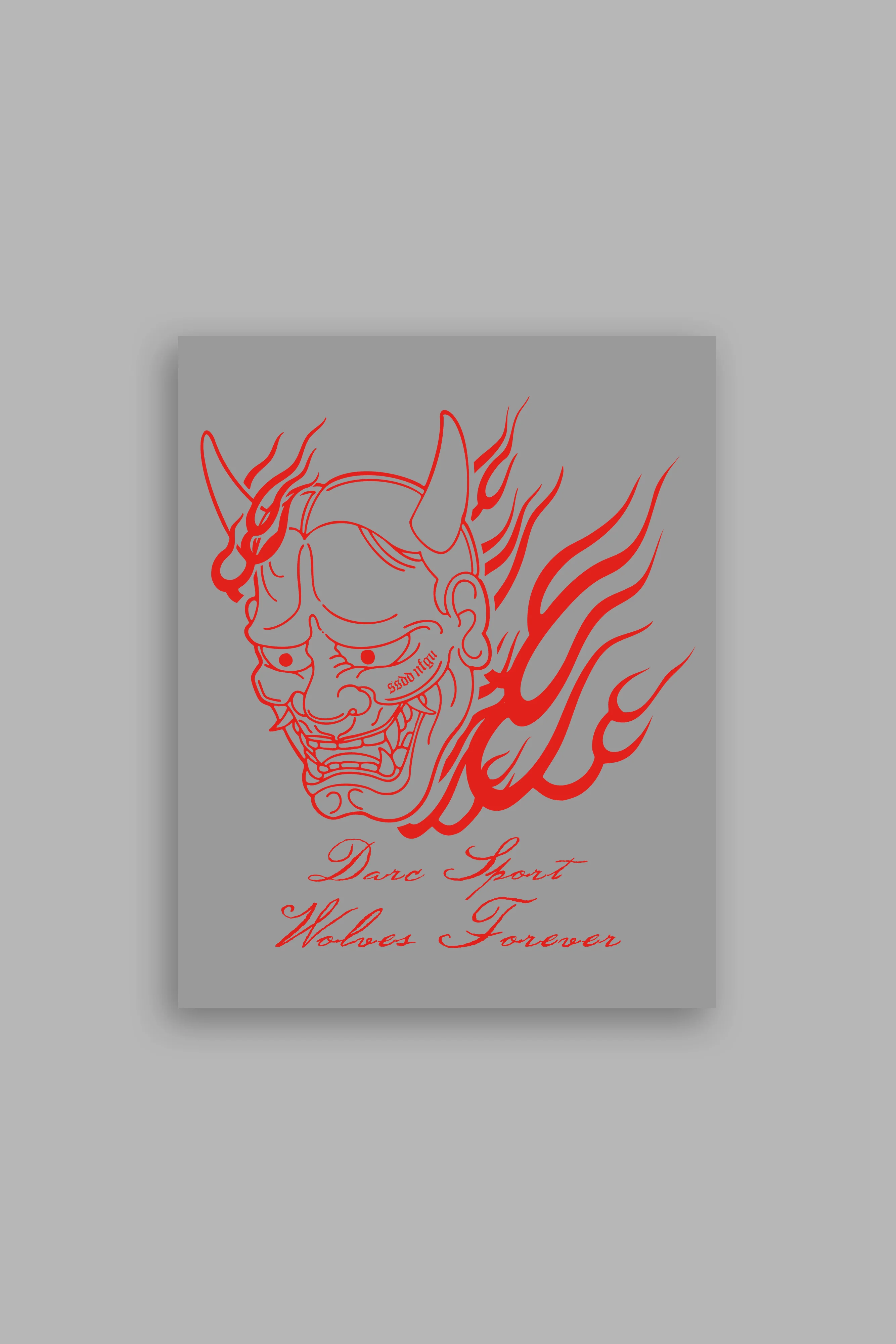 Oni Fire Large Vinyl Decal in Red