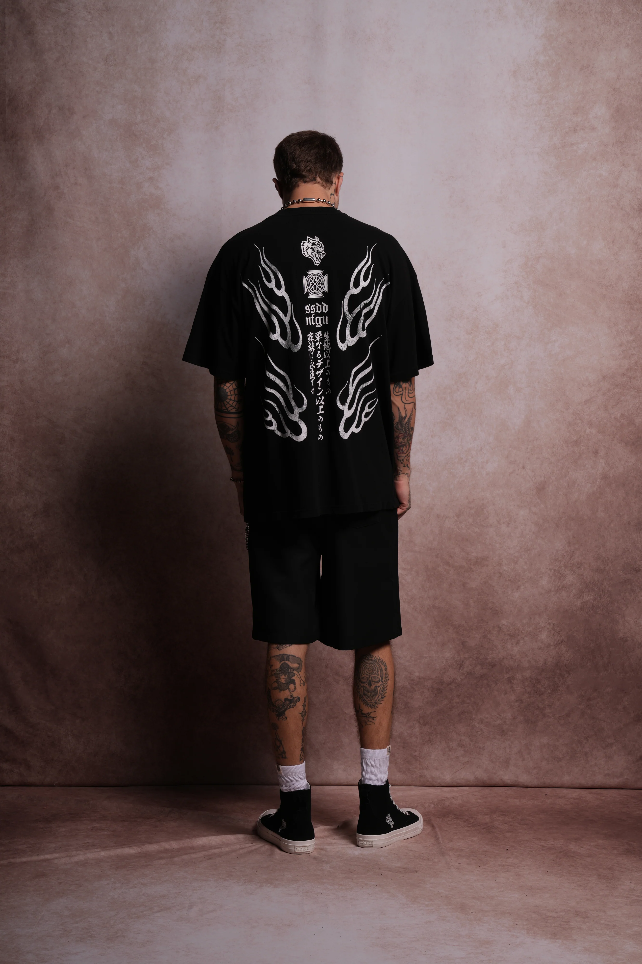 Oni Fire "Premium" Oversized Tee in Black - Image 5