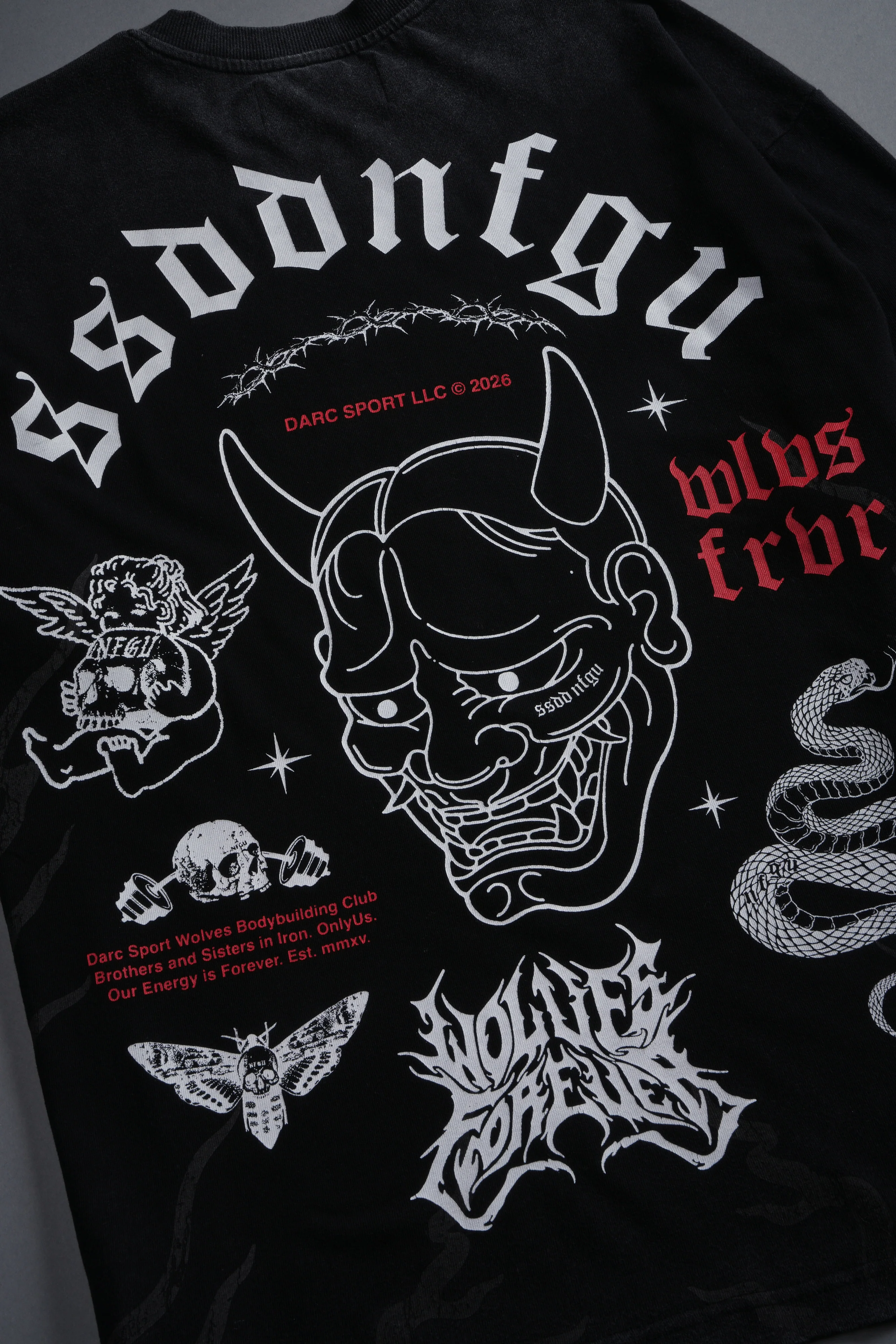 Oni Wolves "Premium" Oversized Tee in Black - Image 4