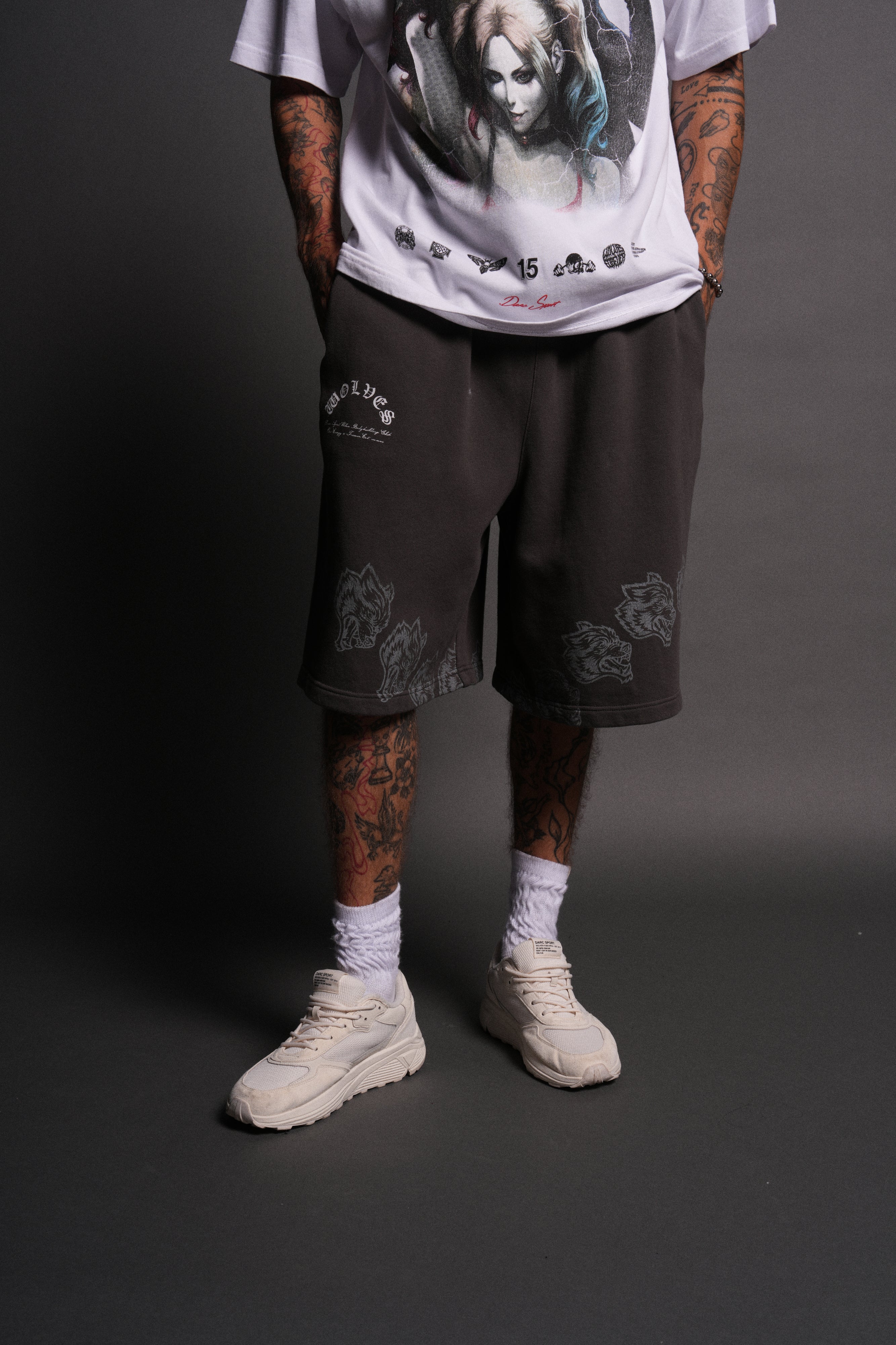 Only Wolves Oversized Osiris Sweat Shorts in Wolf Gray - Image 2