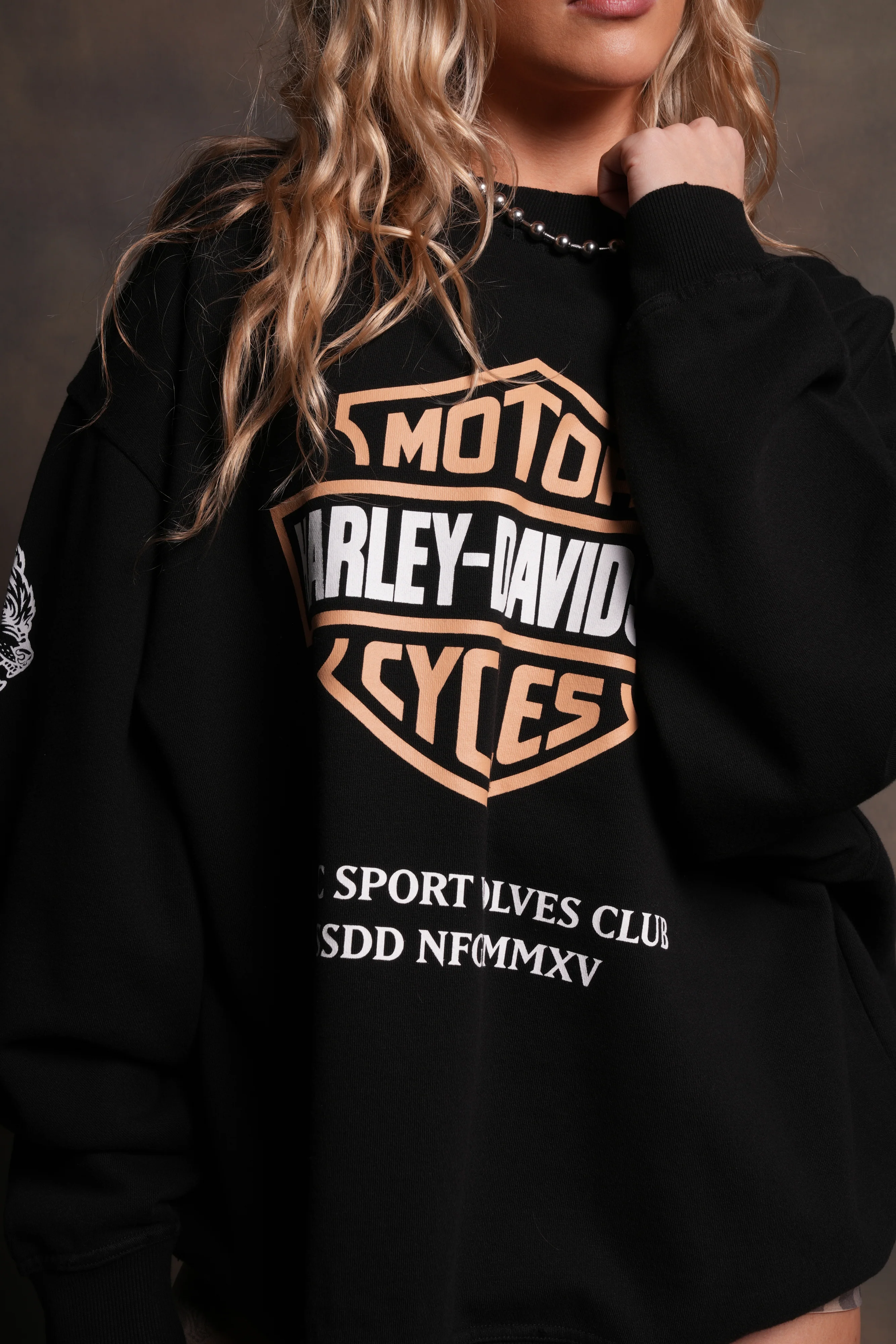 Our Clubs Grunge Destroyed Oversized London Crewneck in Black - Image 13