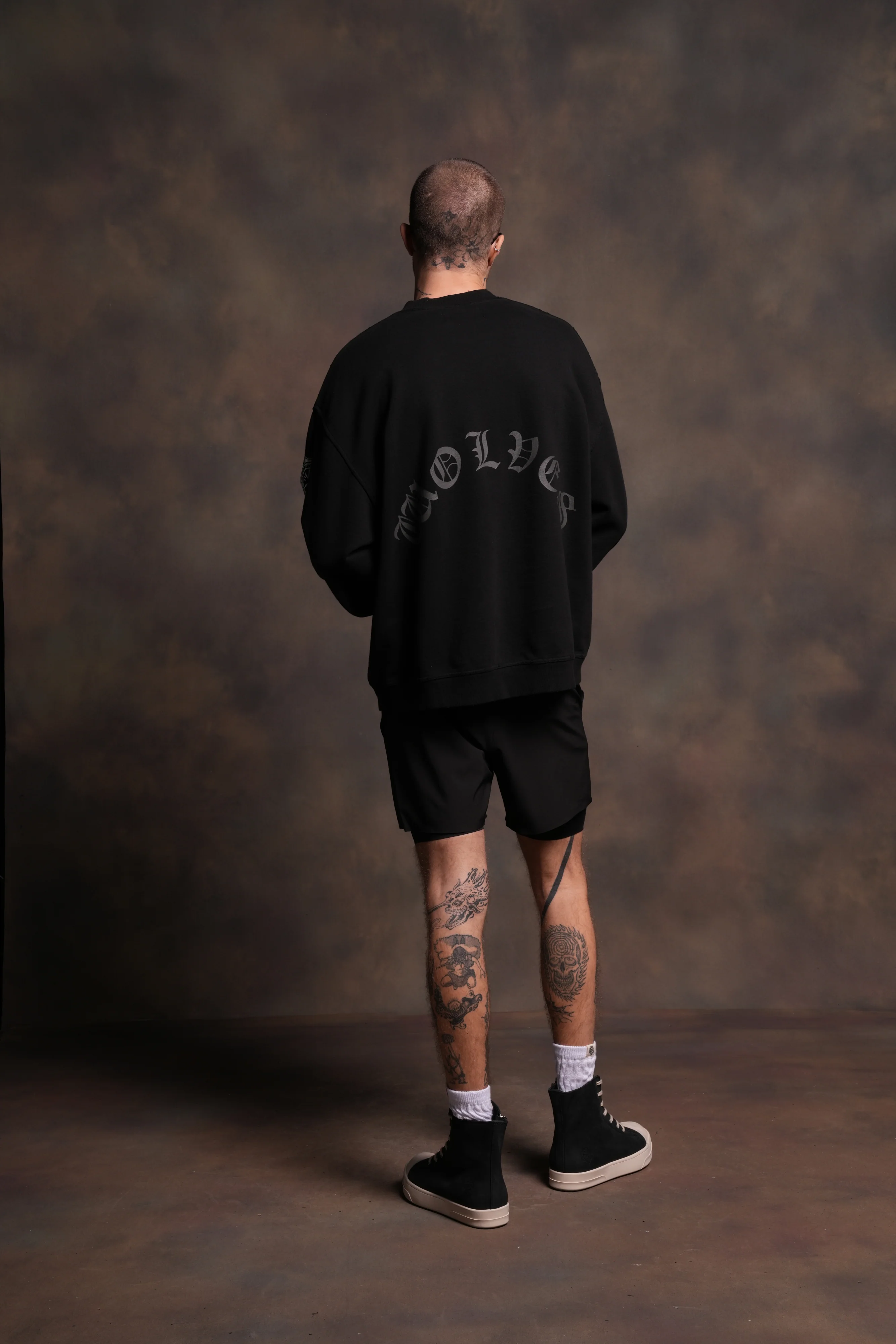 Our Clubs Grunge Destroyed Oversized London Crewneck in Black - Image 6