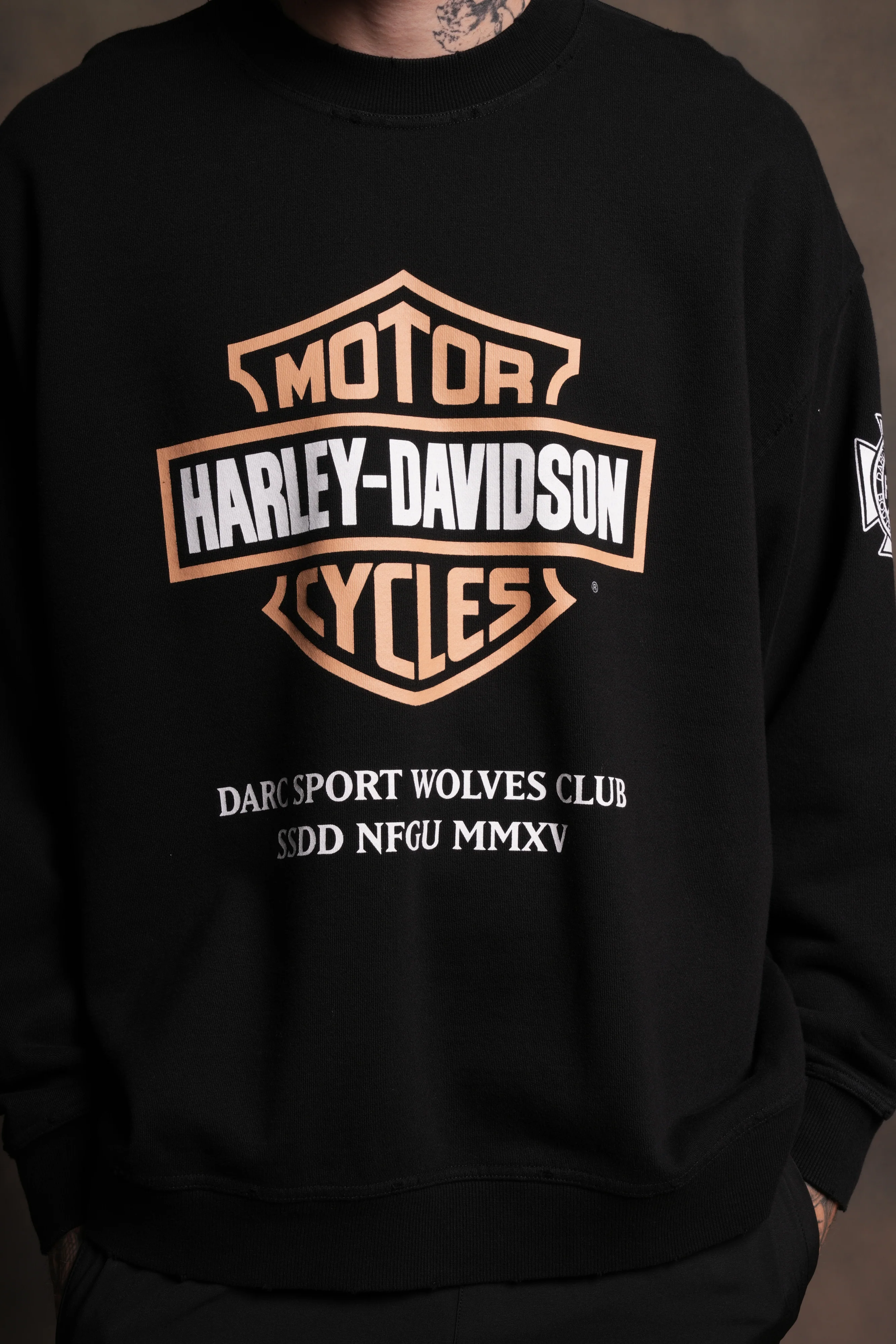 Our Clubs Grunge Destroyed Oversized London Crewneck in Black - Image 7