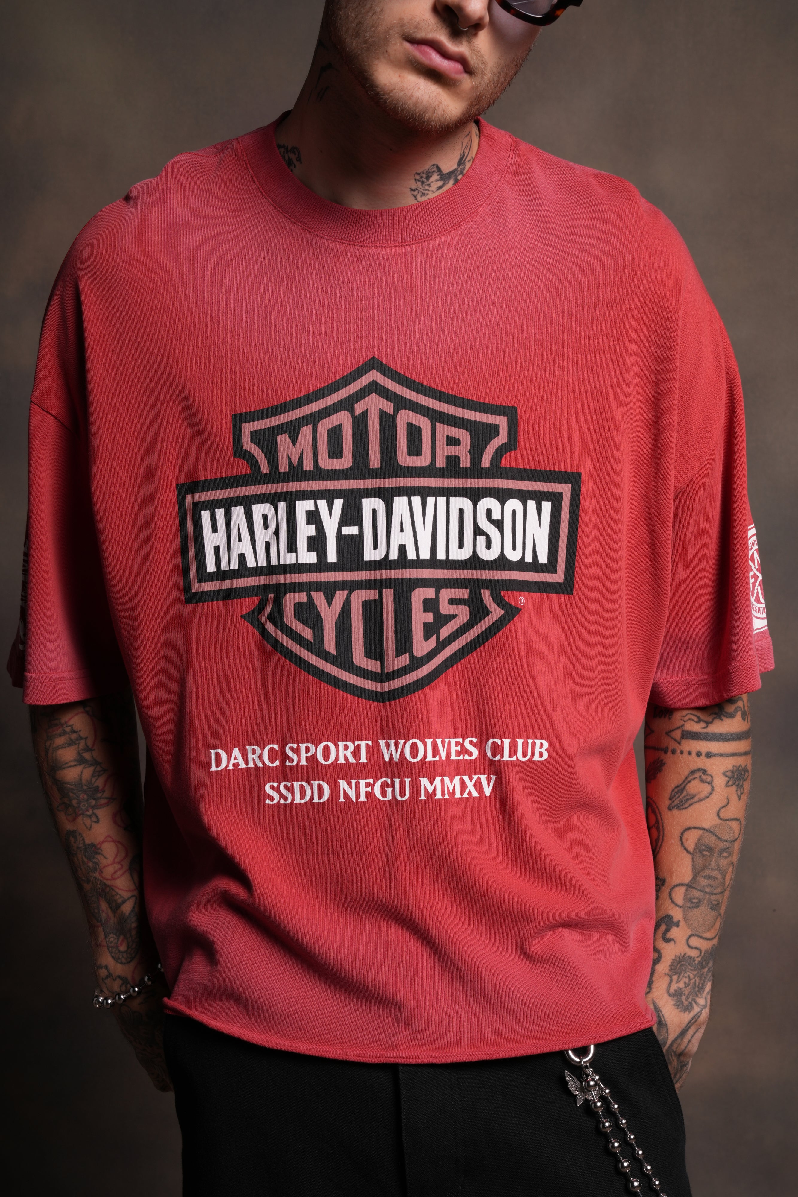 Our Clubs Premium Unisex Raw Hem "Box Cut" Tee in Roman Red Drift Wash - Image 5