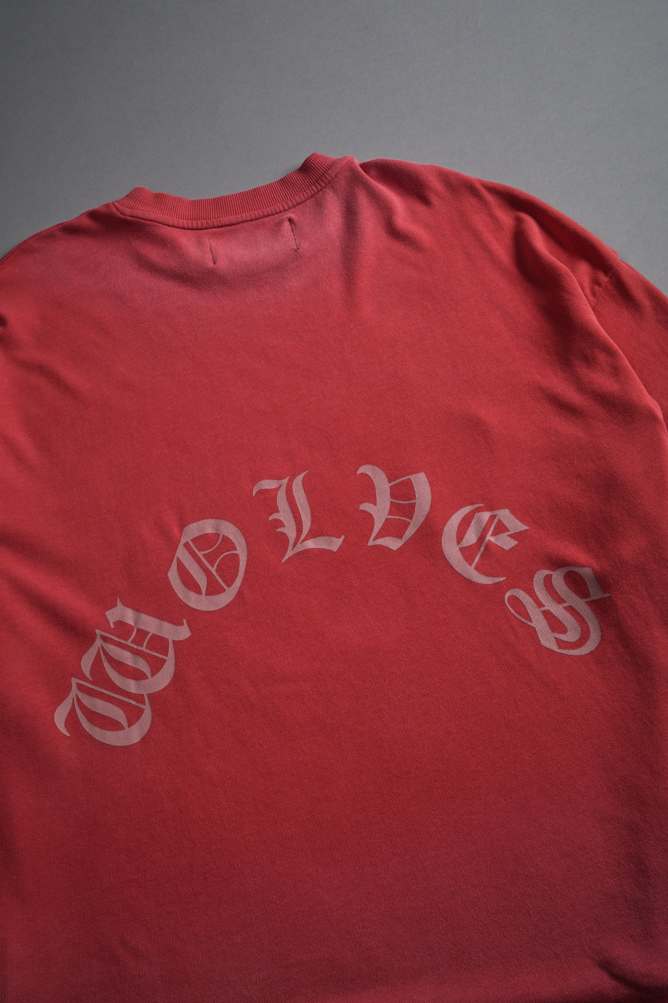 Our Clubs Premium Unisex Raw Hem "Box Cut" Tee in Roman Red Drift Wash - Image 8