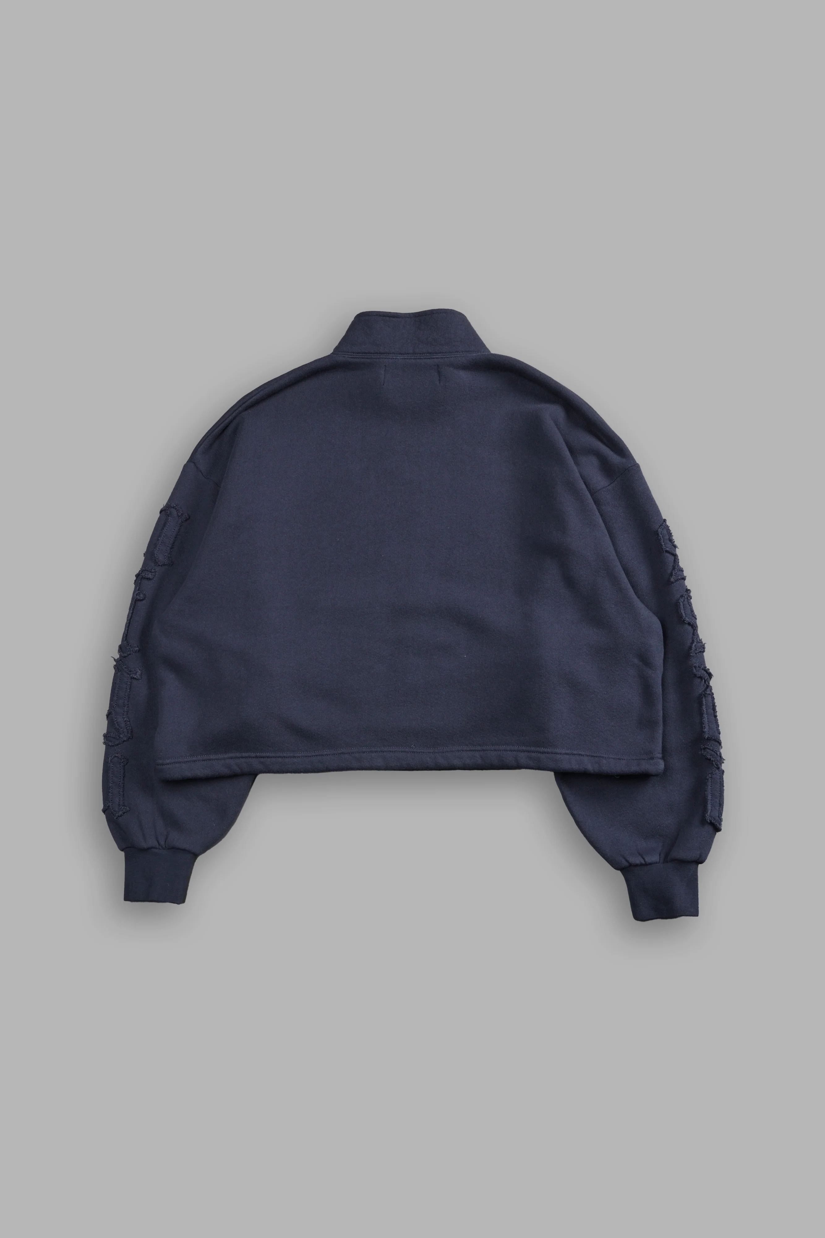 Our Mantra Appliqué Oversized "Everson" Mockneck in Midnight Blue - Image 4