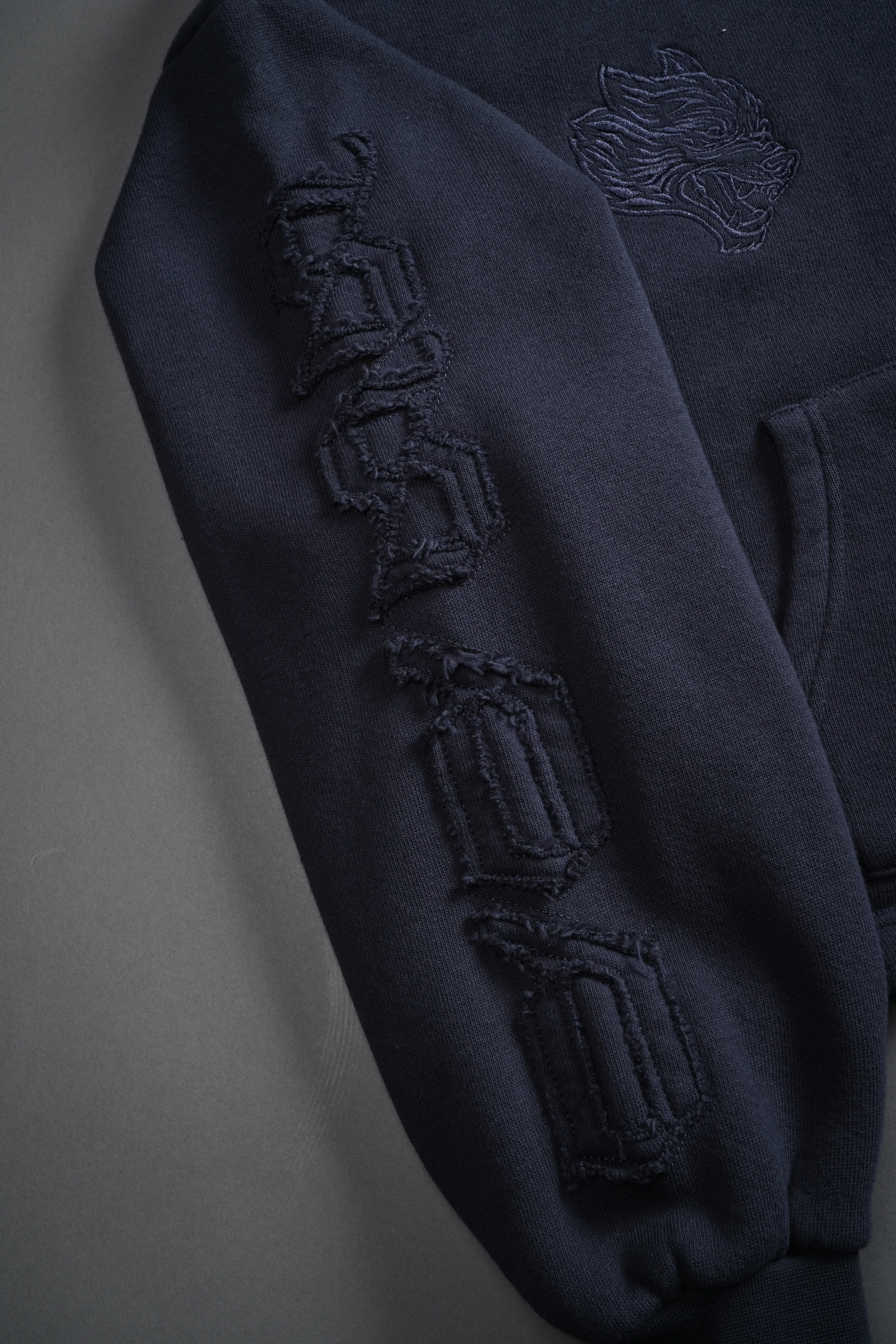 Our Mantra Appliqué Oversized "Everson" Mockneck in Midnight Blue - Image 8