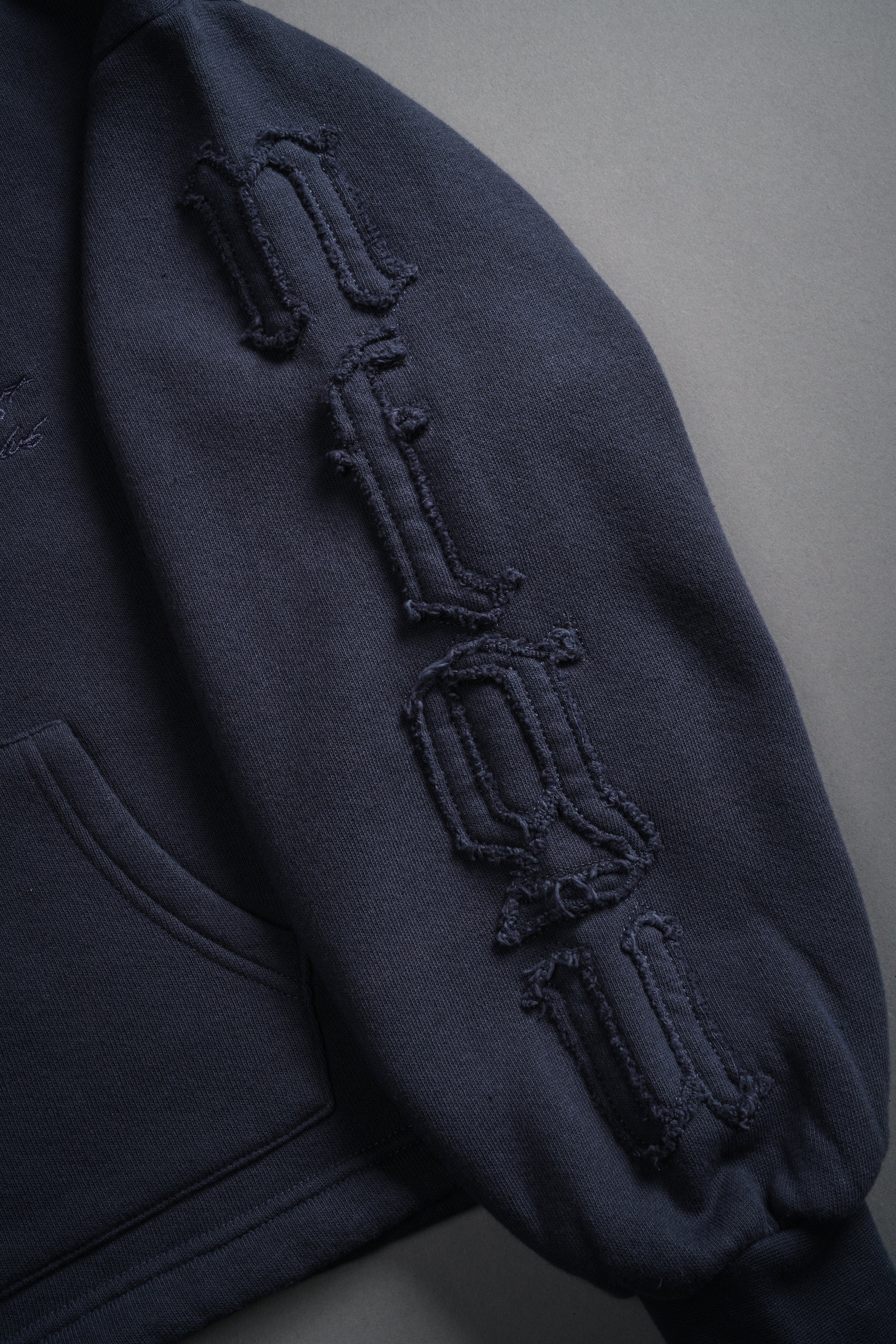Our Mantra Appliqué Oversized "Everson" Mockneck in Midnight Blue - Image 9