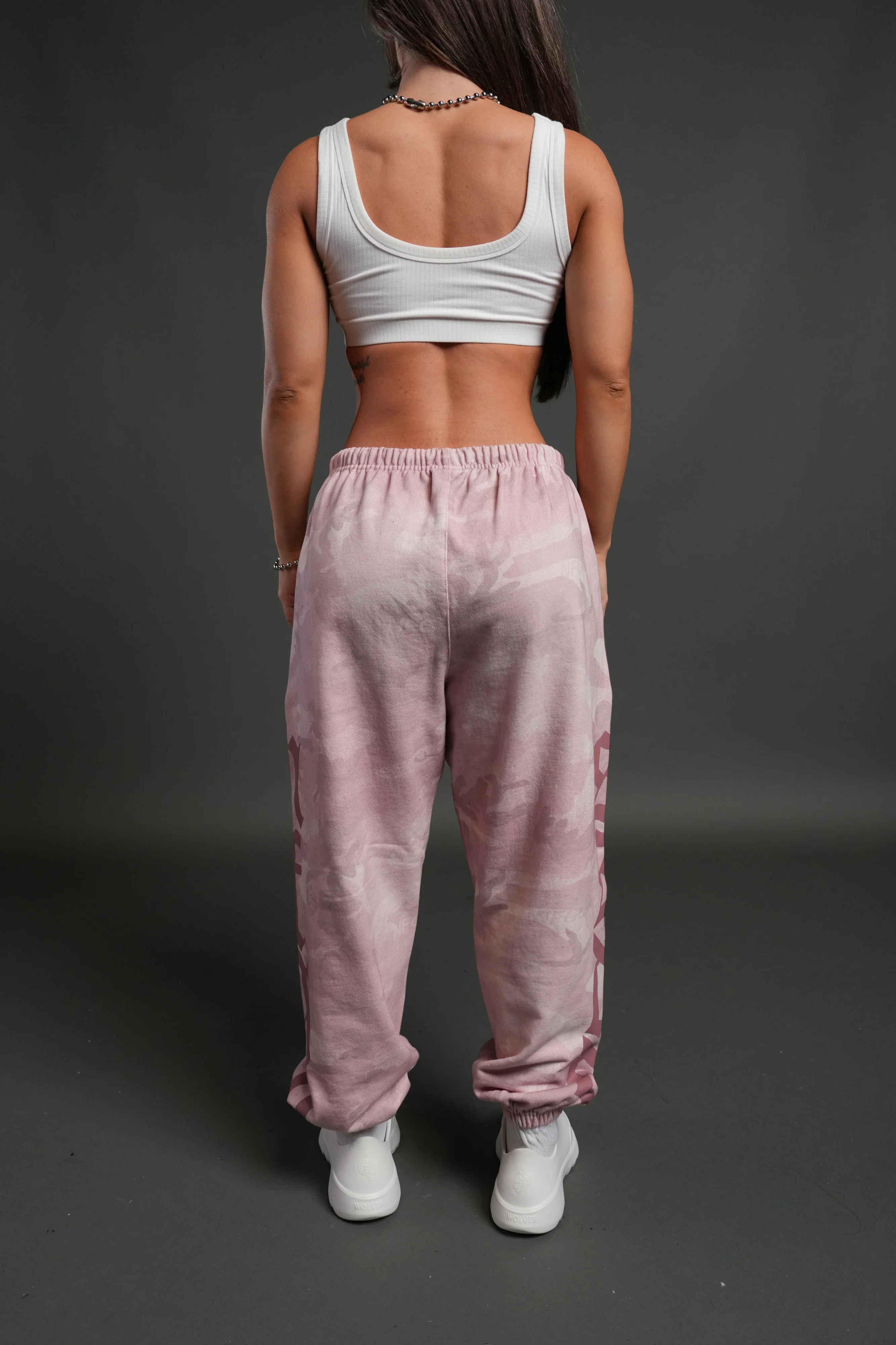 Our Mantra Unisex Lounger Sweat Pants in Blush Vintage Woodland Camo - Image 5