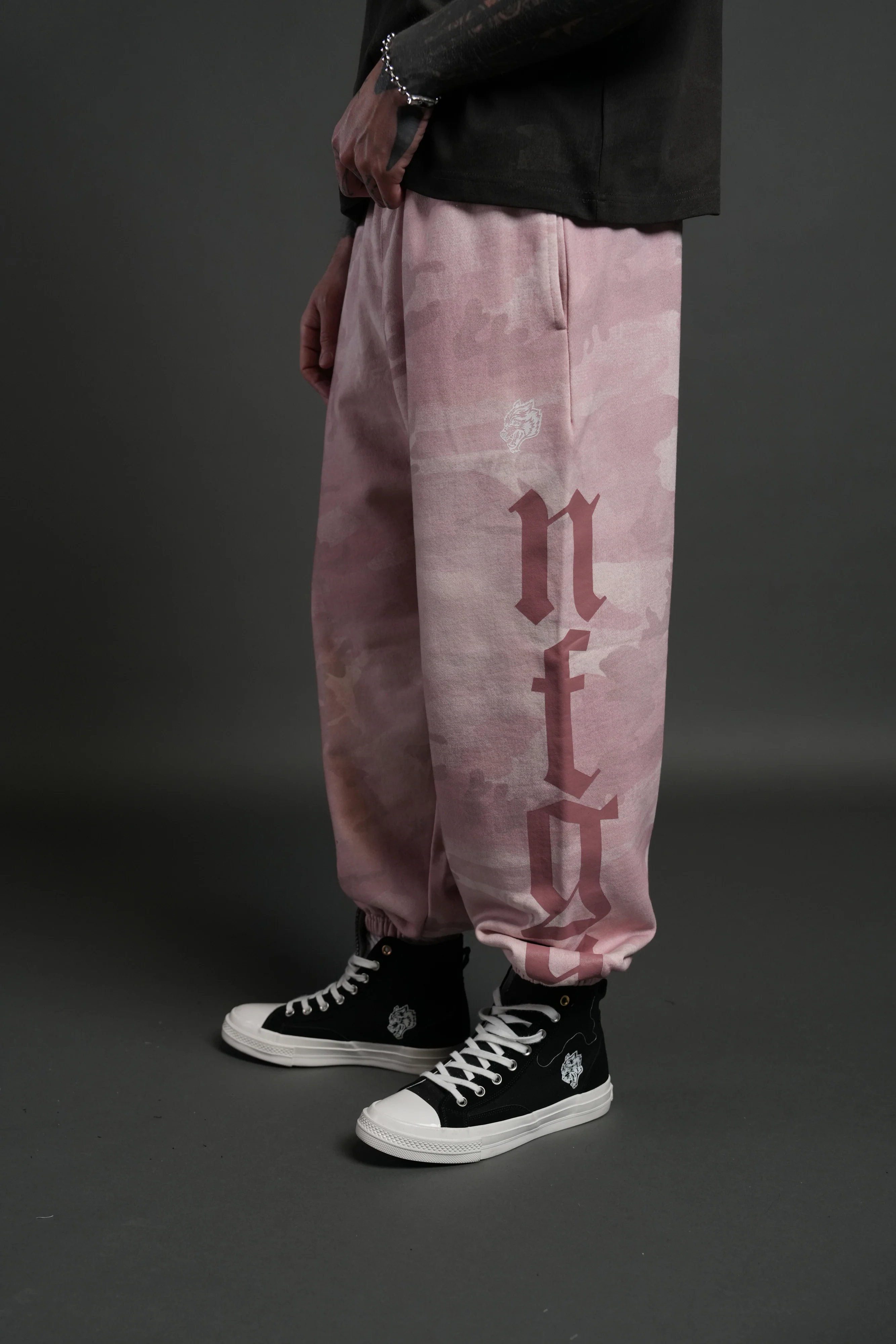 Our Mantra Unisex Lounger Sweat Pants in Blush Vintage Woodland Camo - Image 8