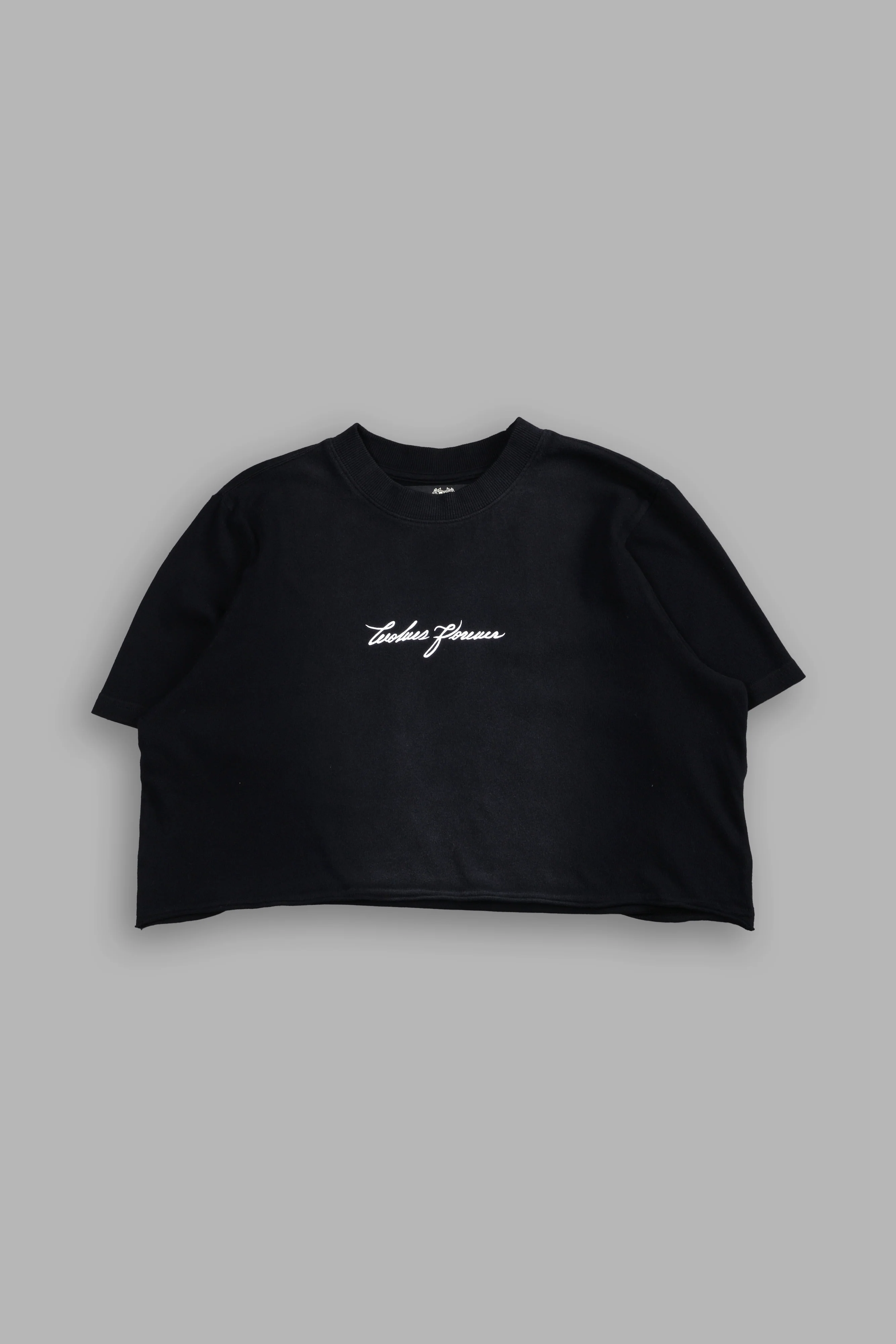 Our Script "Premium" (Cropped) Tee in Black Spine Sun Fade - Image 3