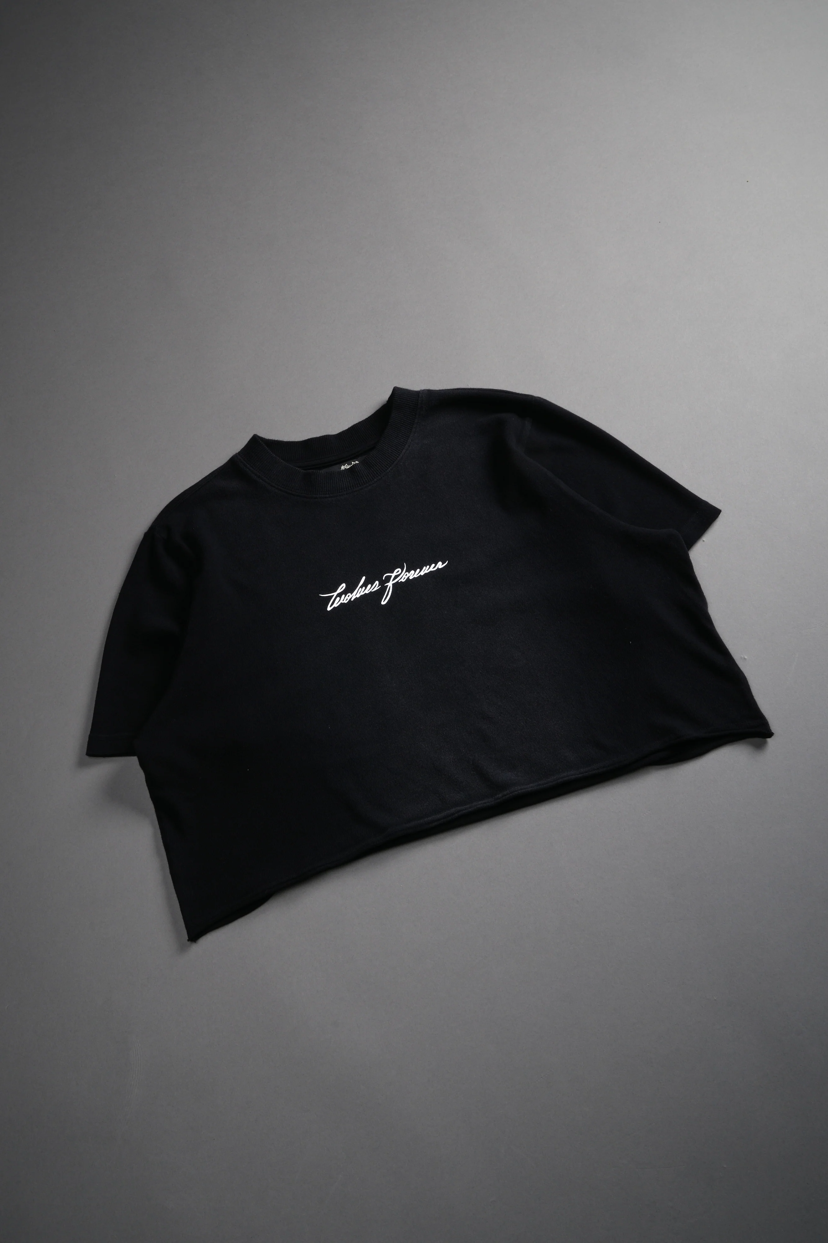 Our Script "Premium" (Cropped) Tee in Black Spine Sun Fade - Image 7