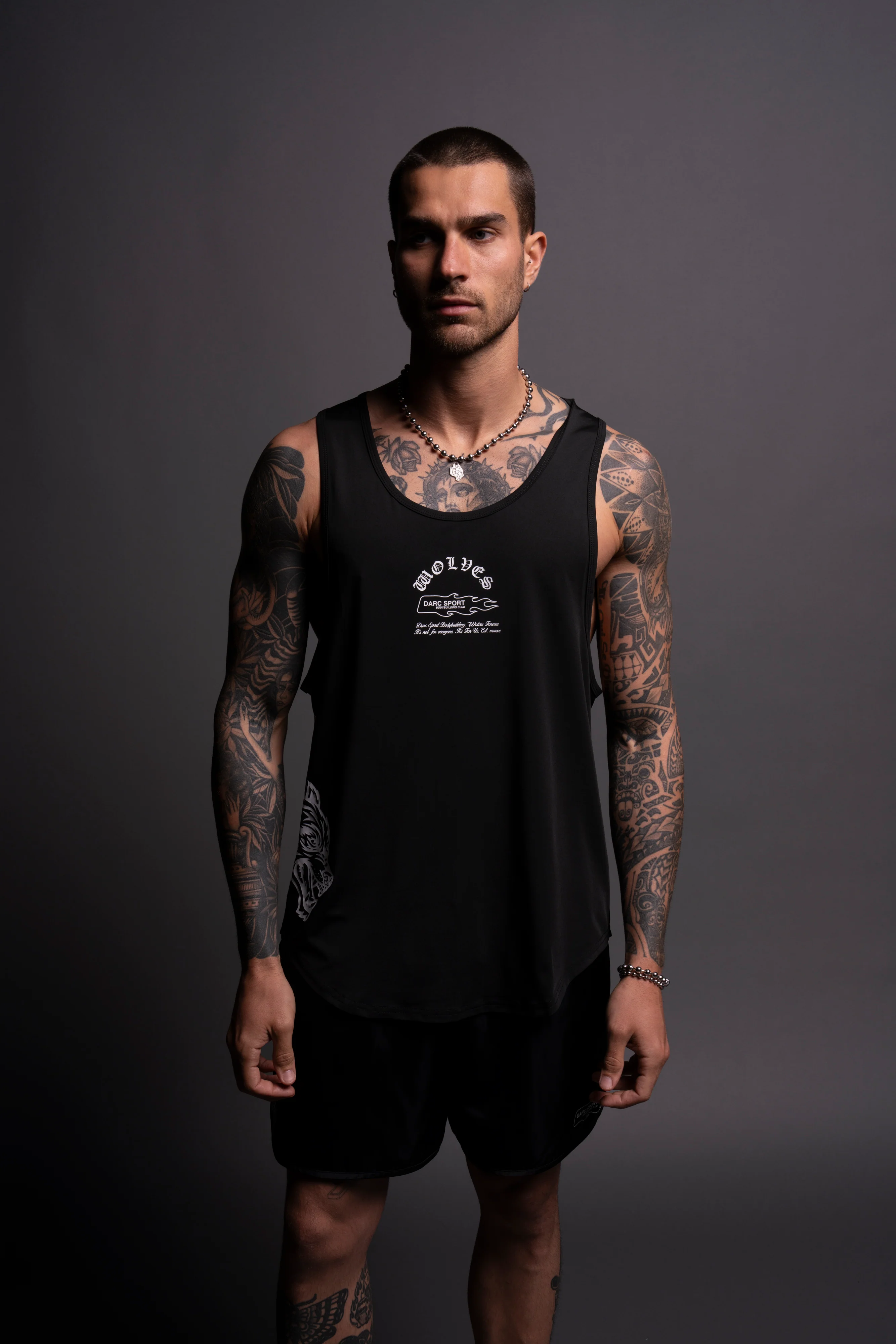Our Stamp "Dry Wolf" (Drop) Tank in Black - Image 4