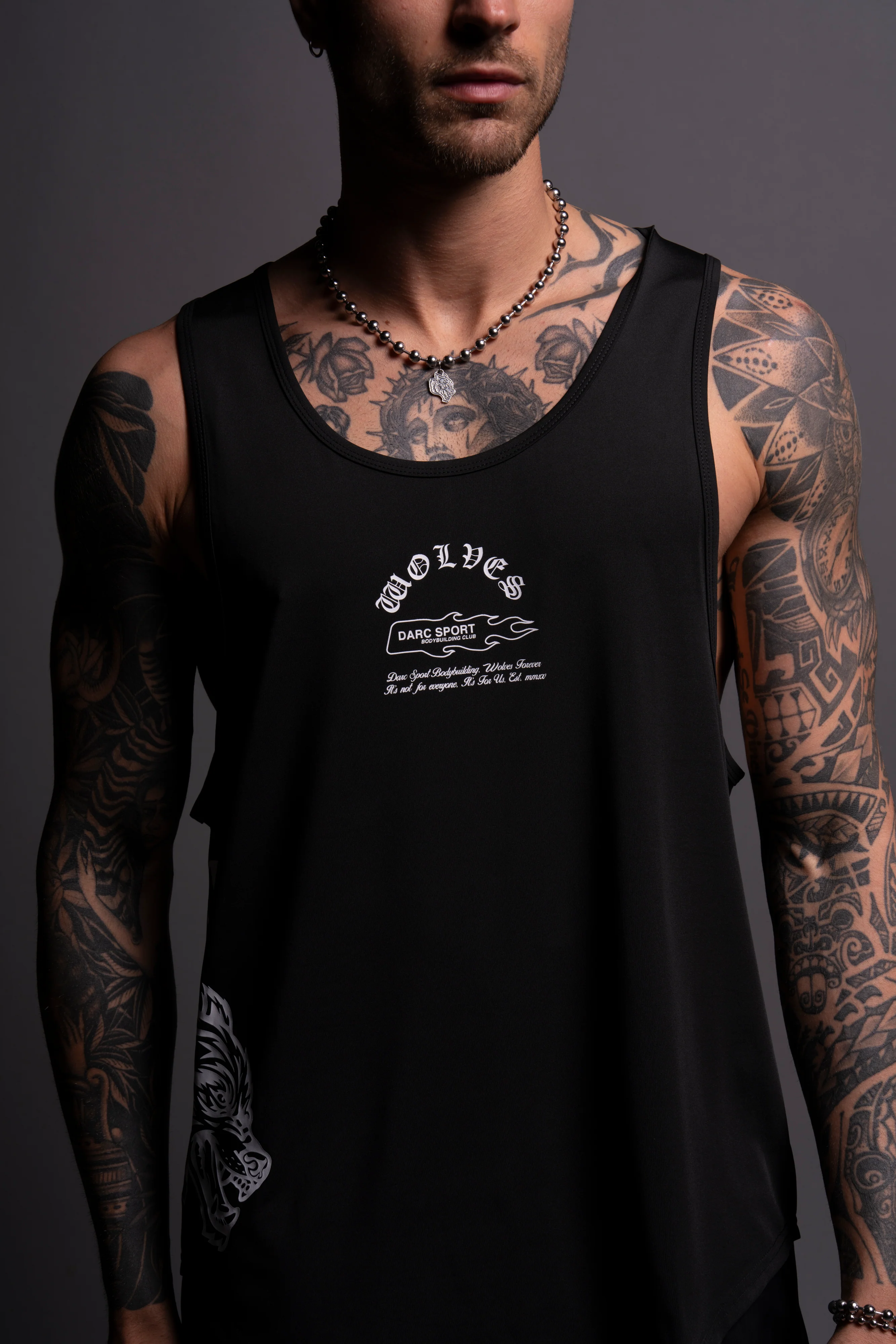 Our Stamp "Dry Wolf" (Drop) Tank in Black - Image 5
