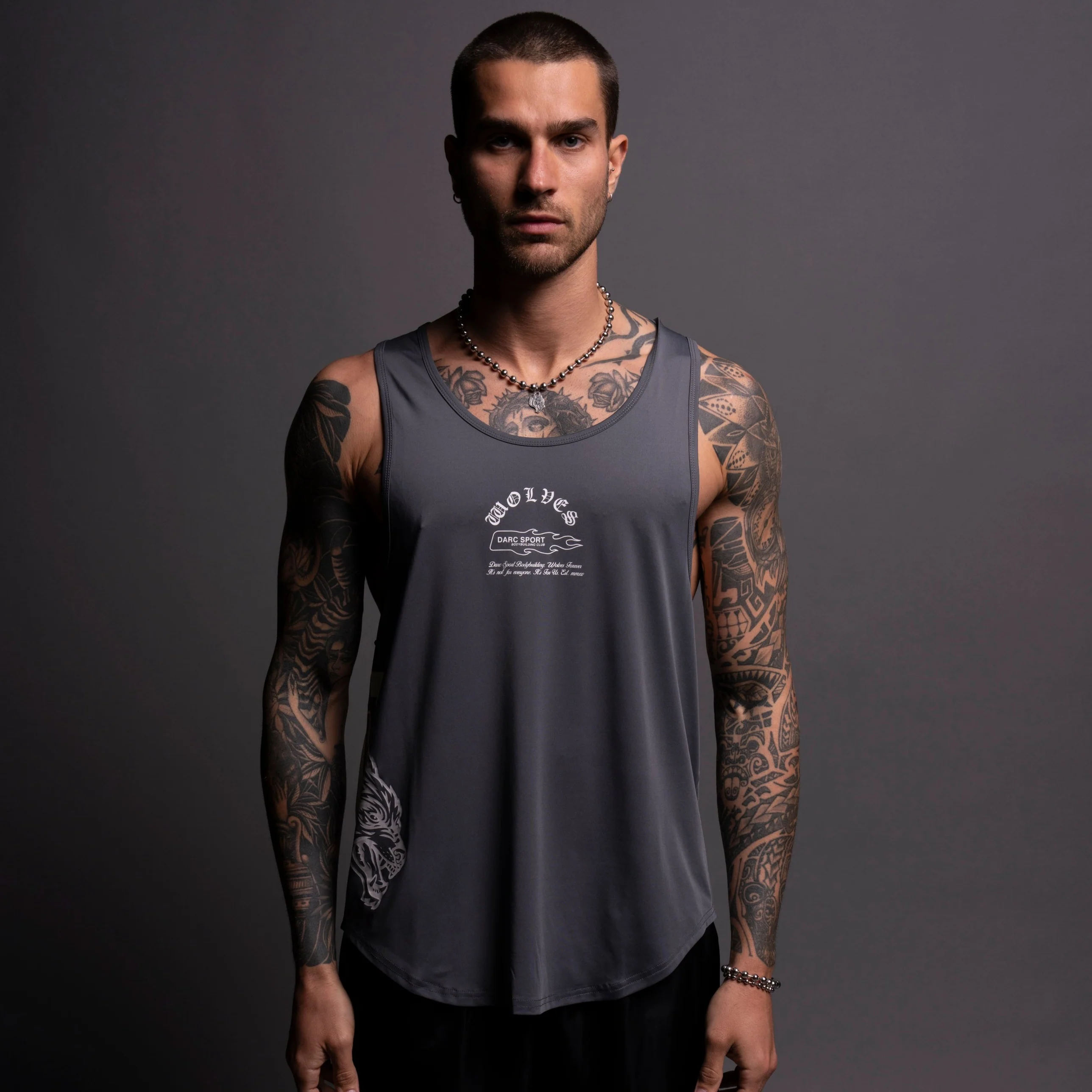Our Stamp "Dry Wolf" (Drop) Tank in Wolf Gray - Image 3