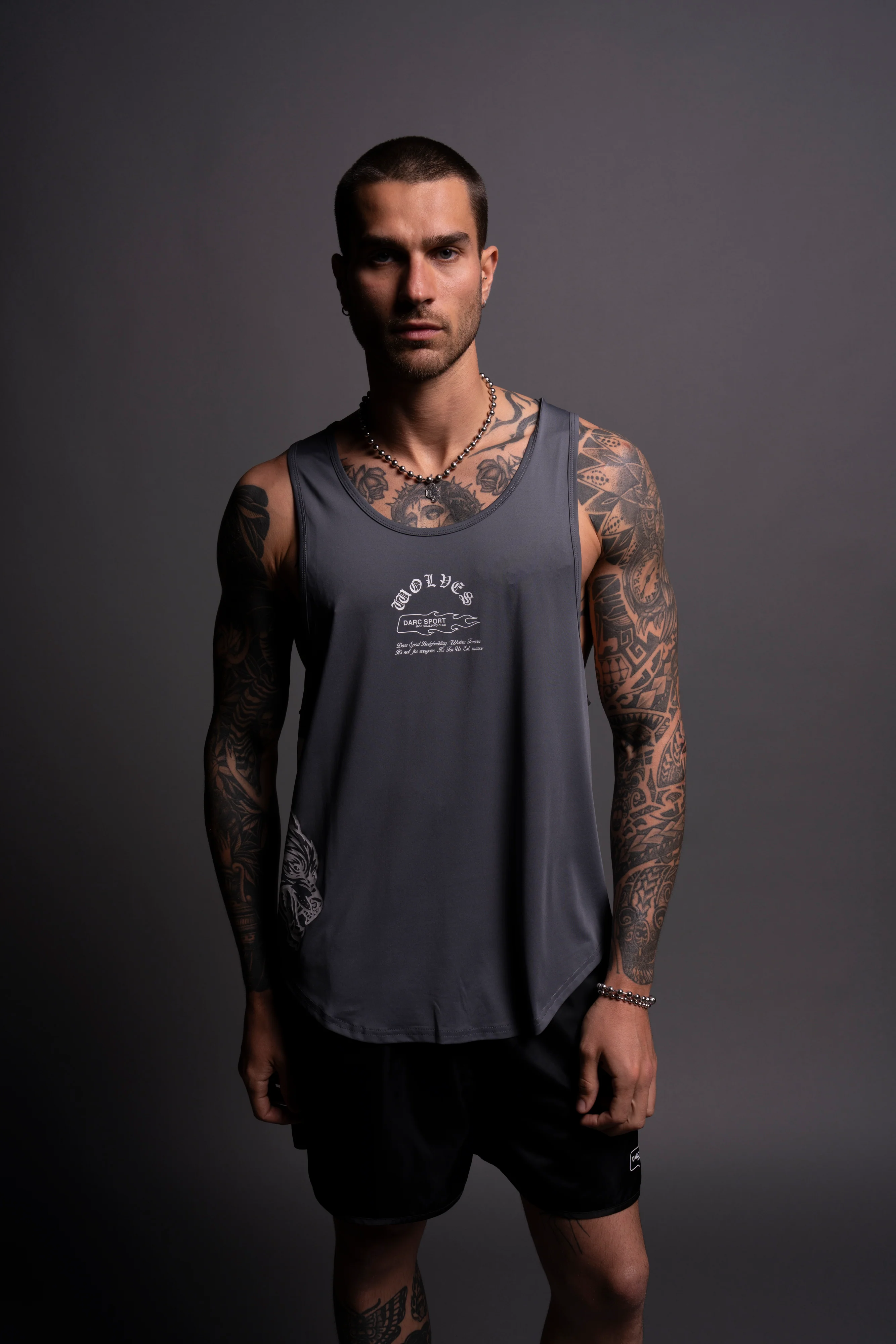 Our Stamp "Dry Wolf" (Drop) Tank in Wolf Gray - Image 4