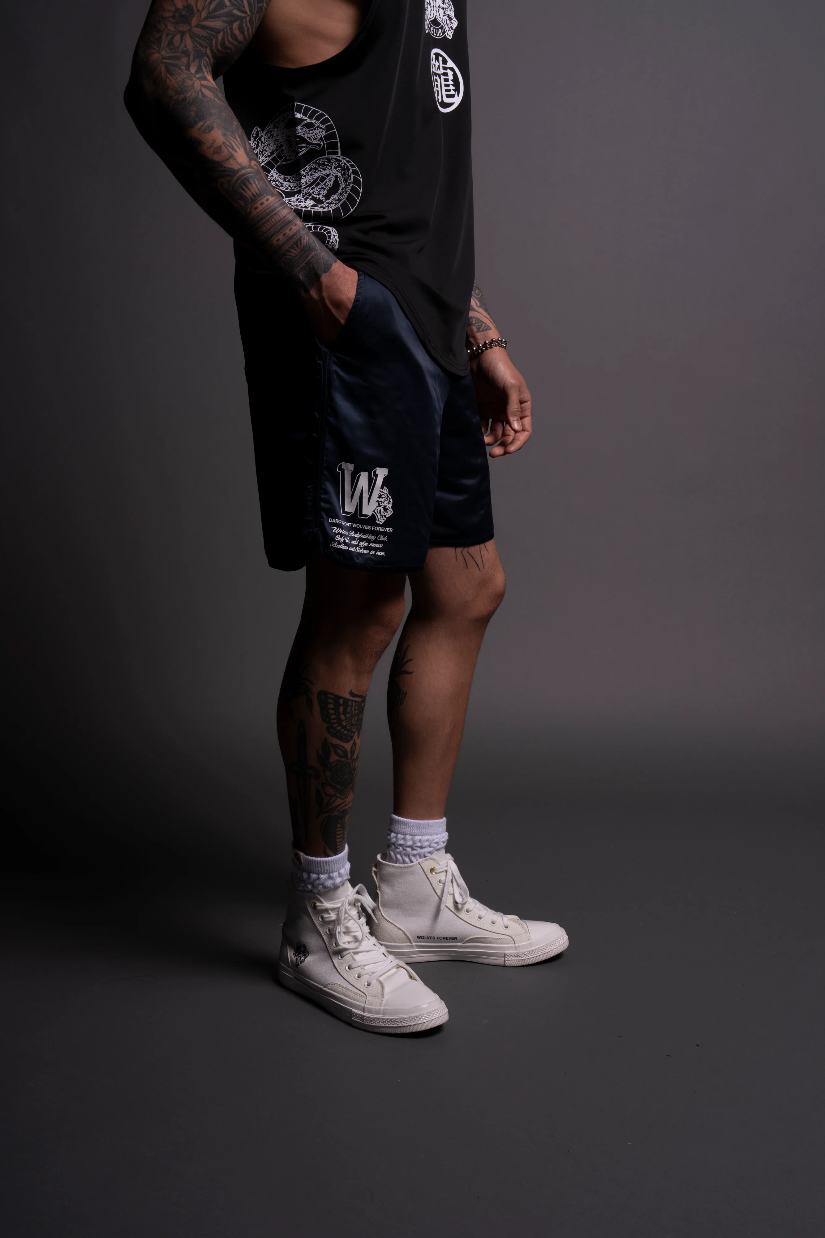 Our Stamp Gerard Shorts in Navy - Image 5