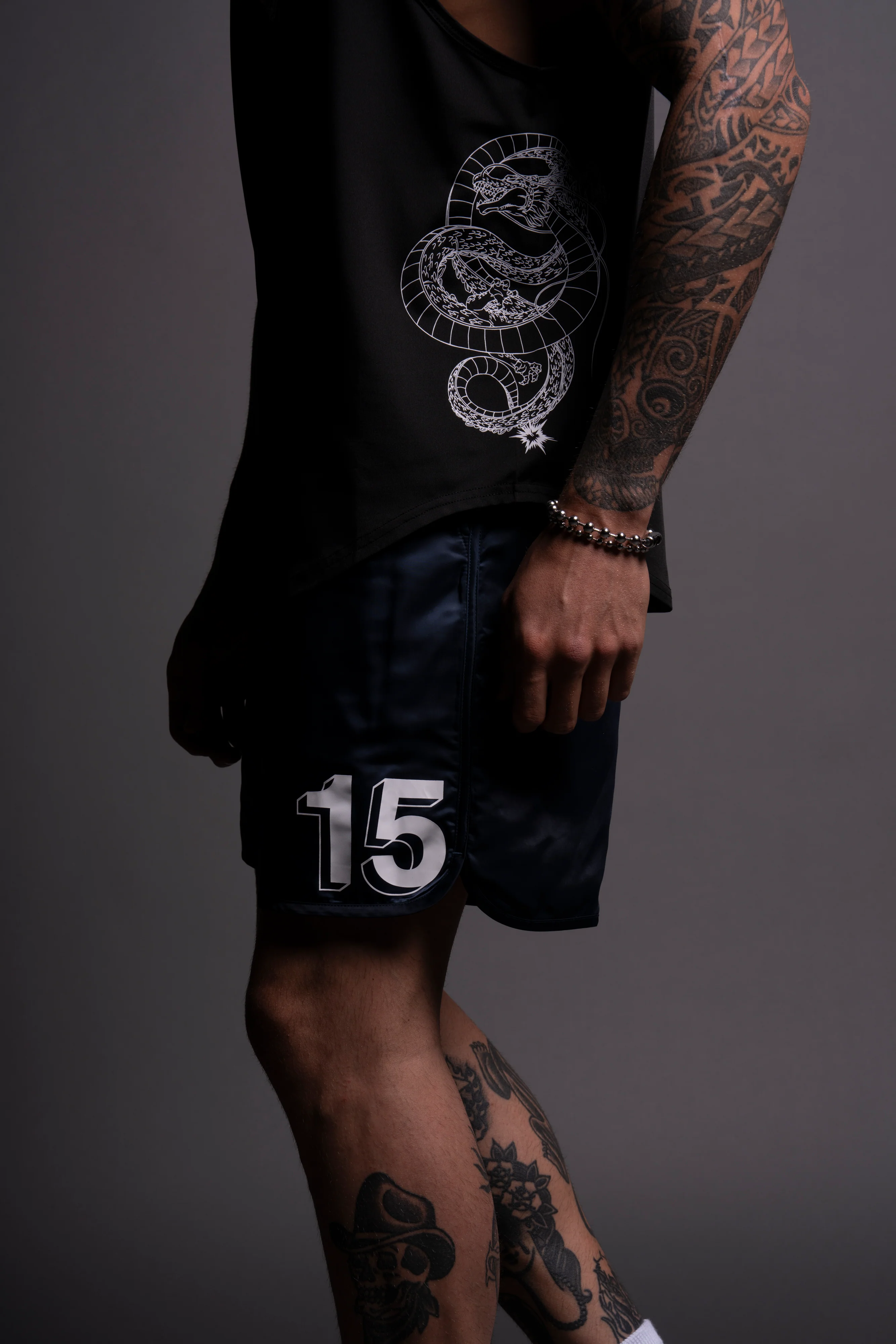 Our Stamp Gerard Shorts in Navy - Image 6