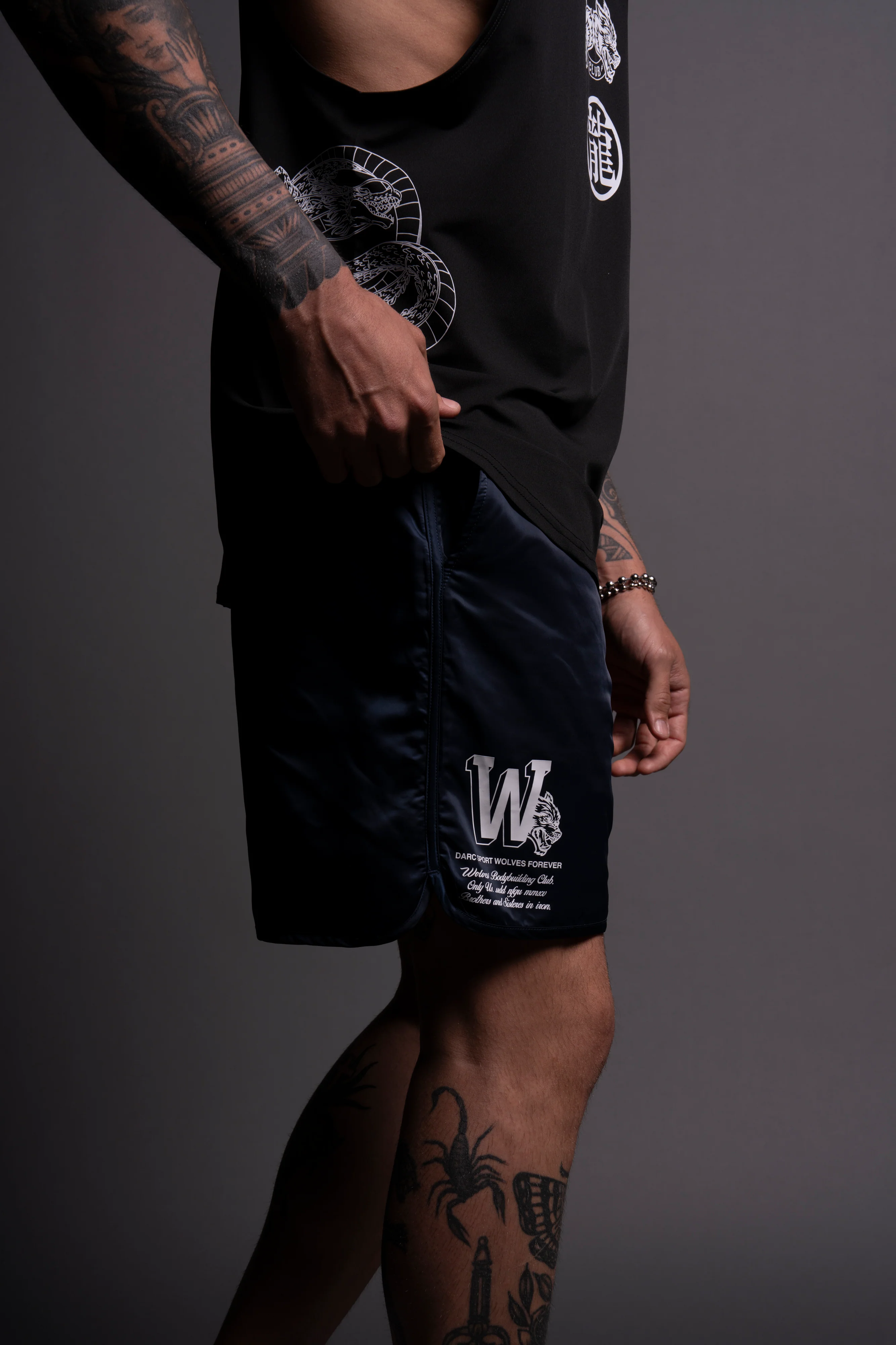Our Stamp Gerard Shorts in Navy - Image 7