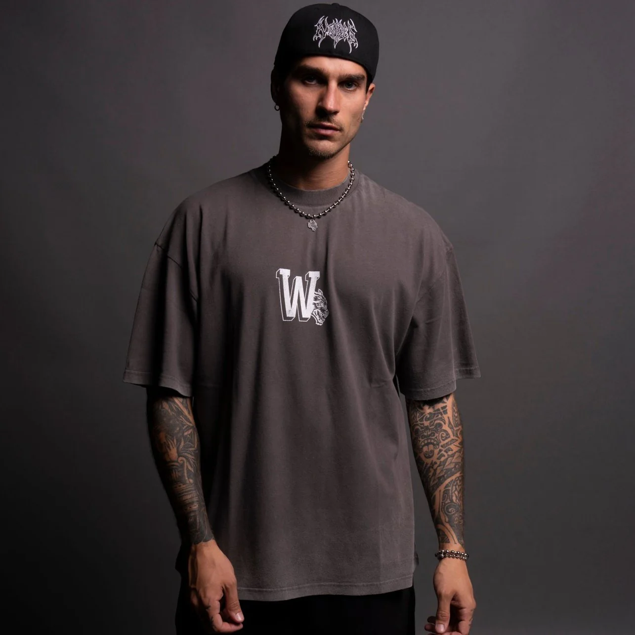 Our Stamp "Premium" Oversized Tee in Wolf Gray - Image 3