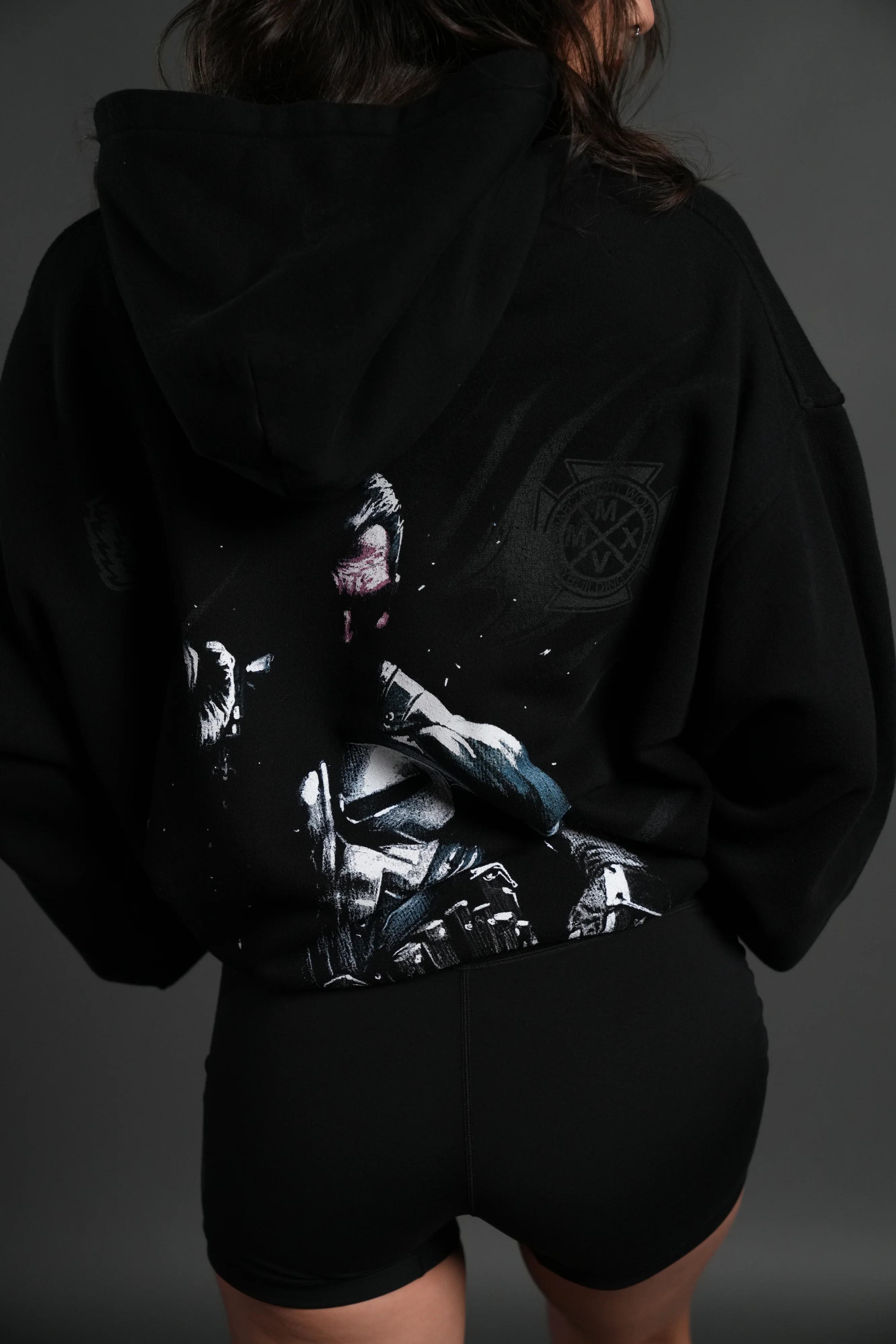 Punisher "Box Cut" Pierce Hoodie in Black - Image 11