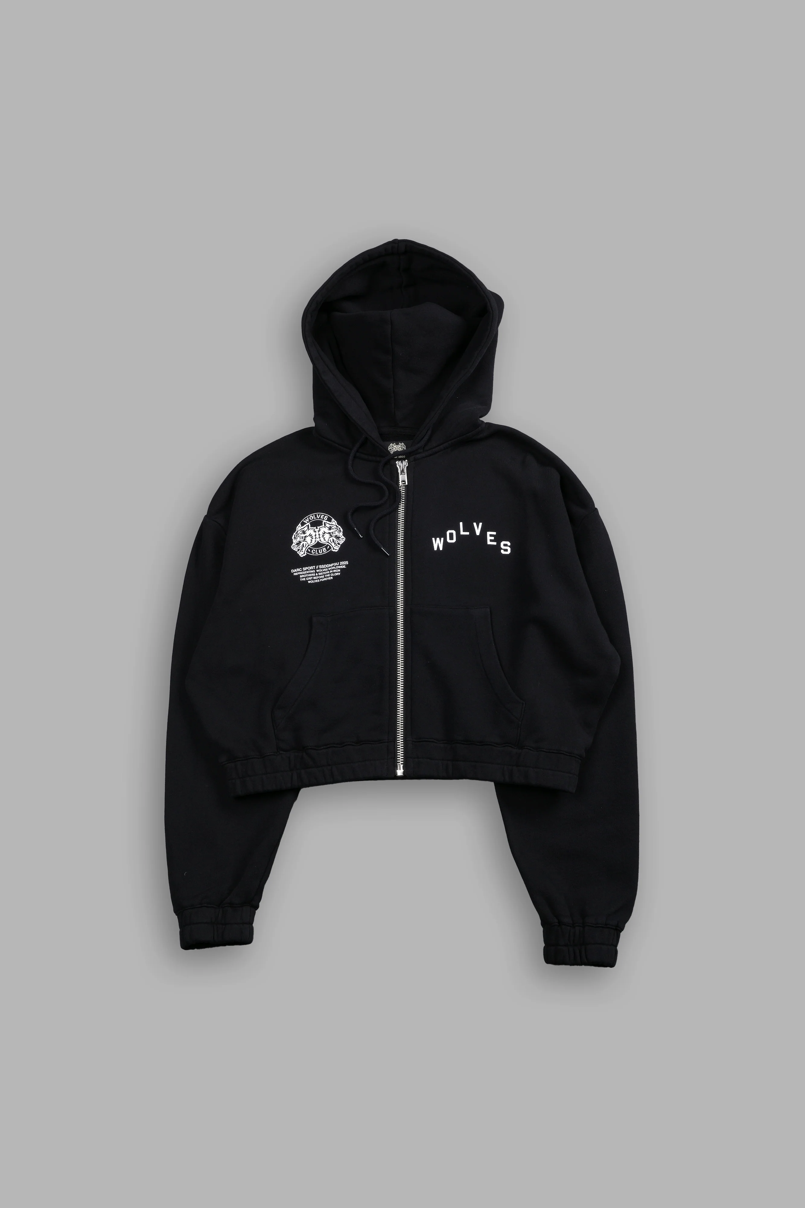 Pyramid V2 "Chambers" (Cropped) Zip Hoodie in Black - Image 2