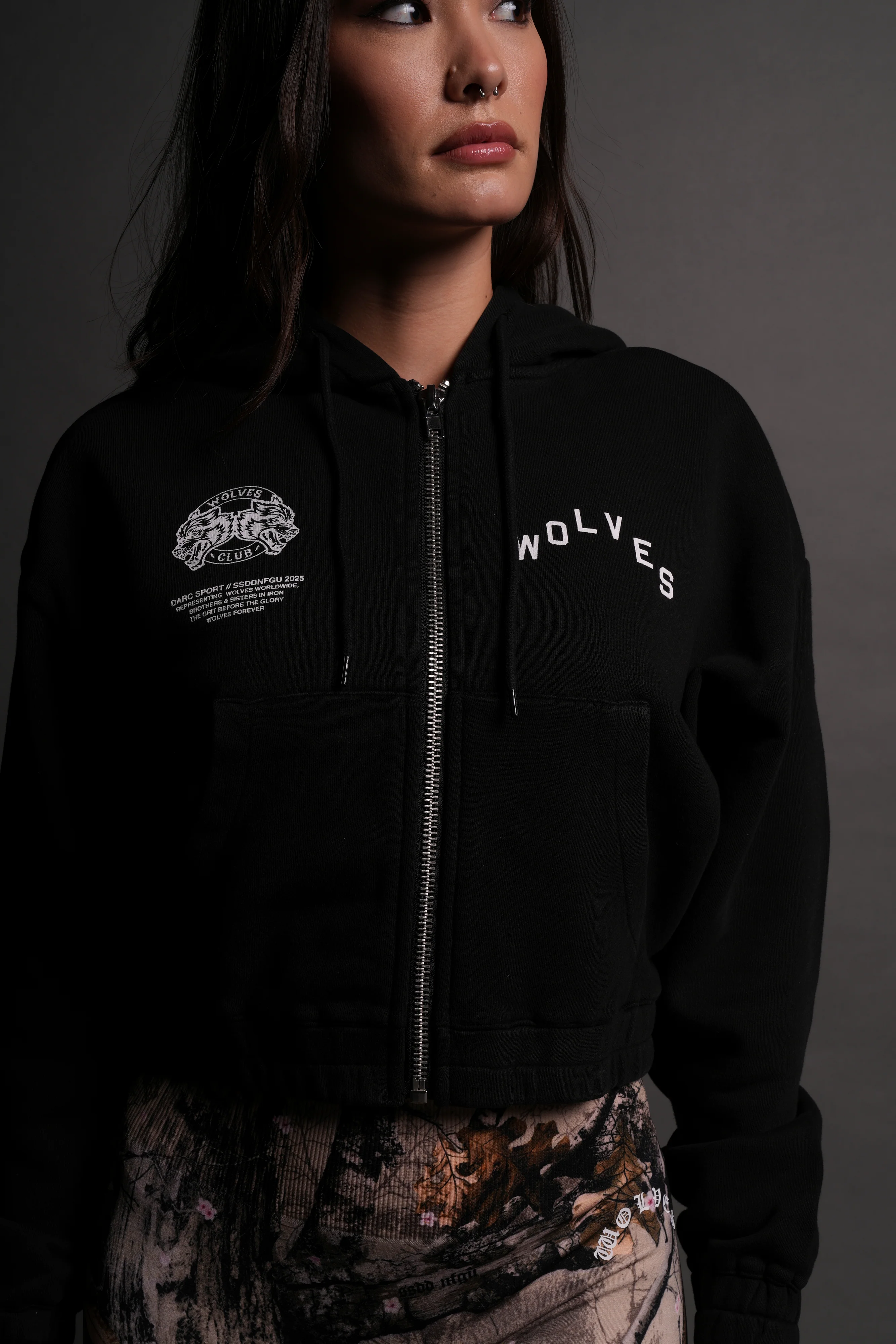 Pyramid V2 "Chambers" (Cropped) Zip Hoodie in Black - Image 7