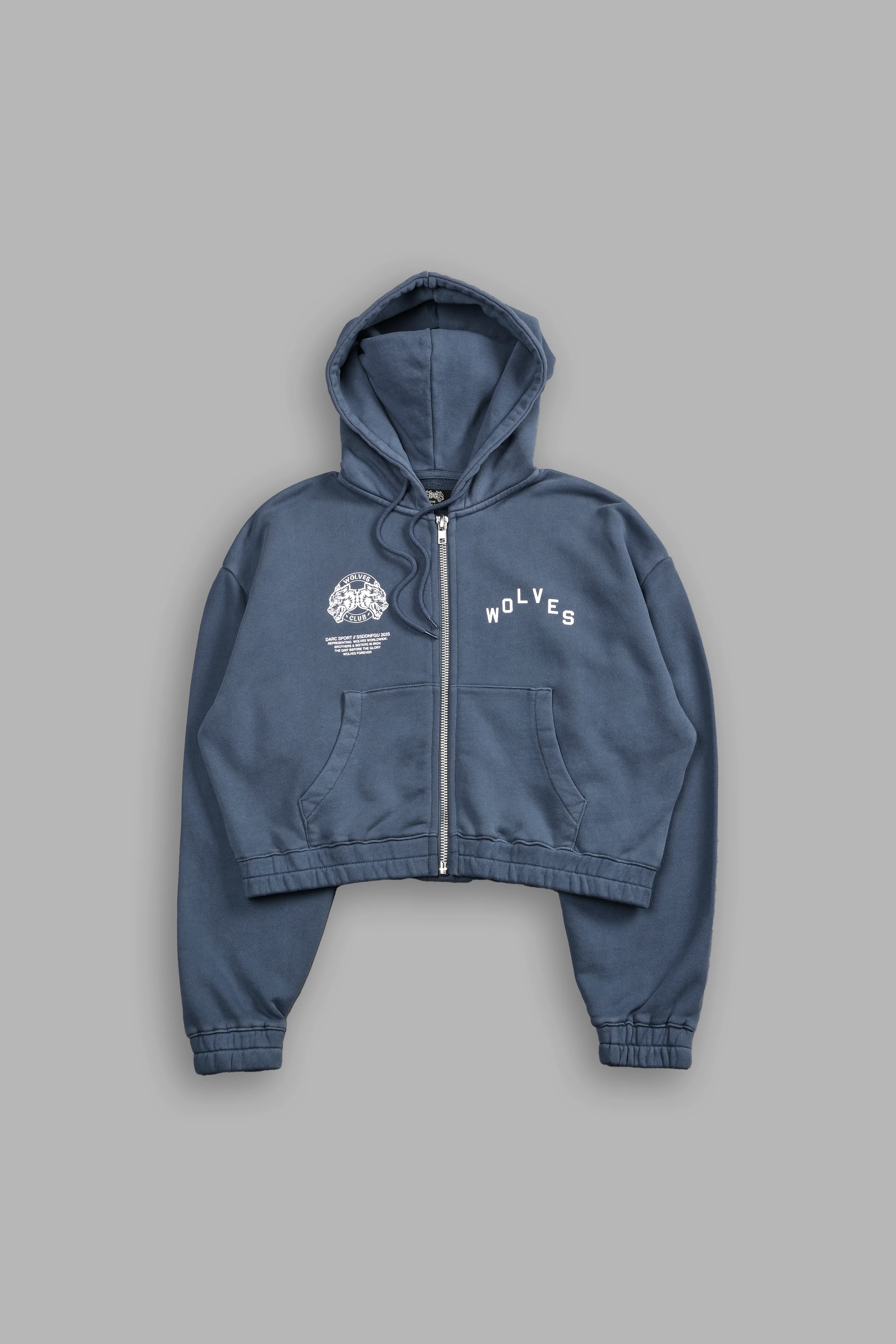 Pyramid V2 "Chambers" (Cropped) Zip Hoodie in Darc Blue - Image 2