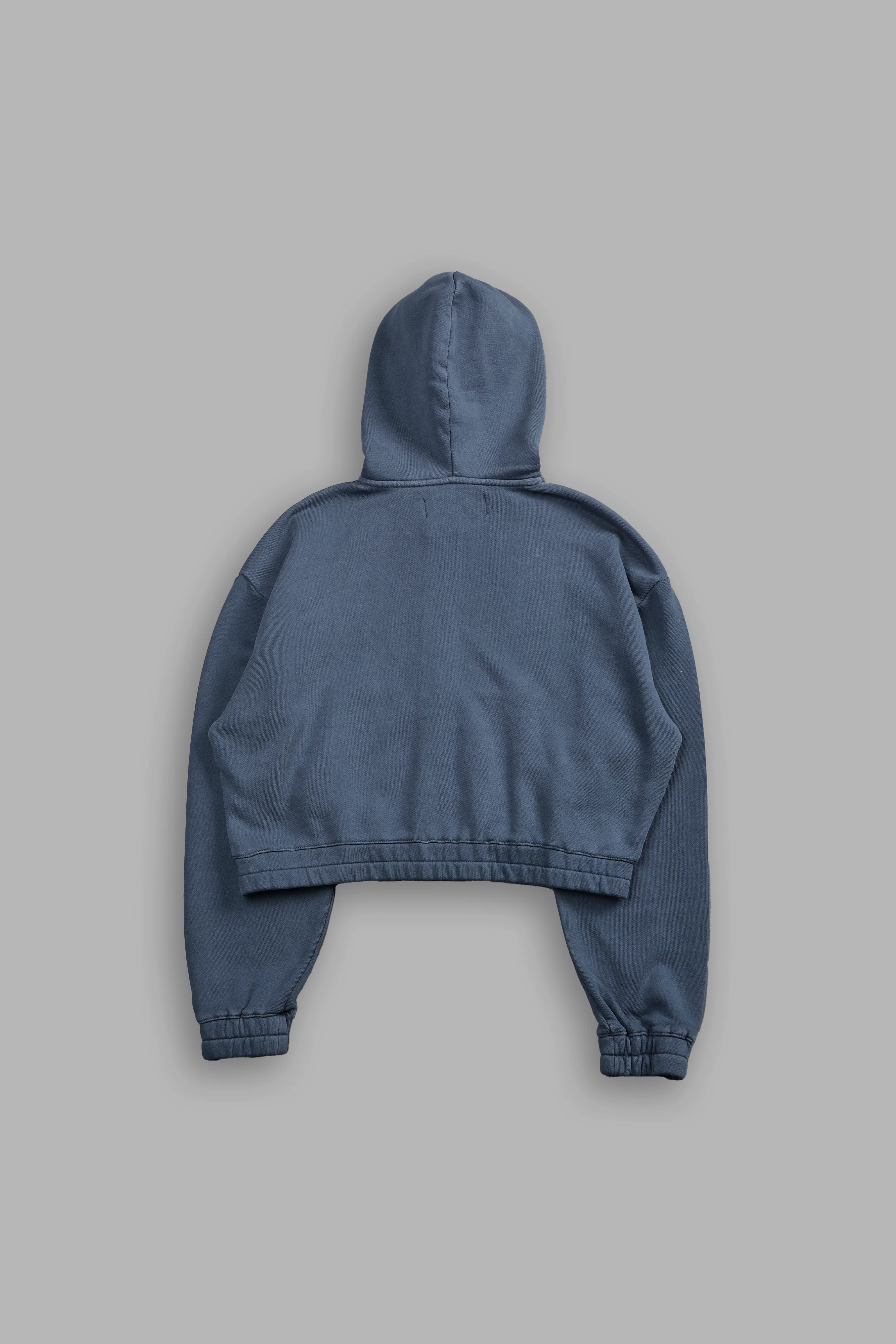 Pyramid V2 "Chambers" (Cropped) Zip Hoodie in Darc Blue - Image 4