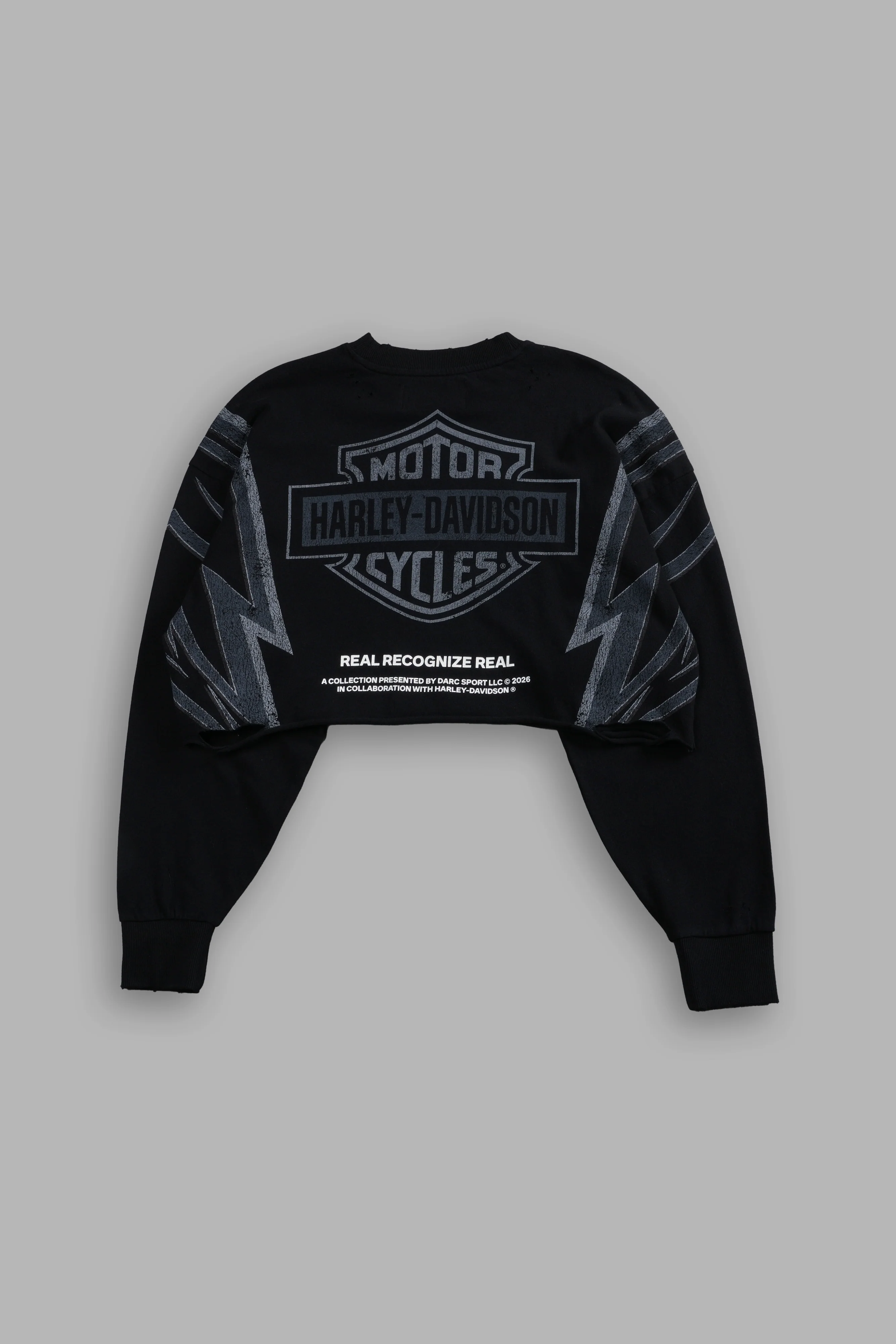 Real Recognize Real Distressed Oversized Cropped L/S Tee in Black - Image 4