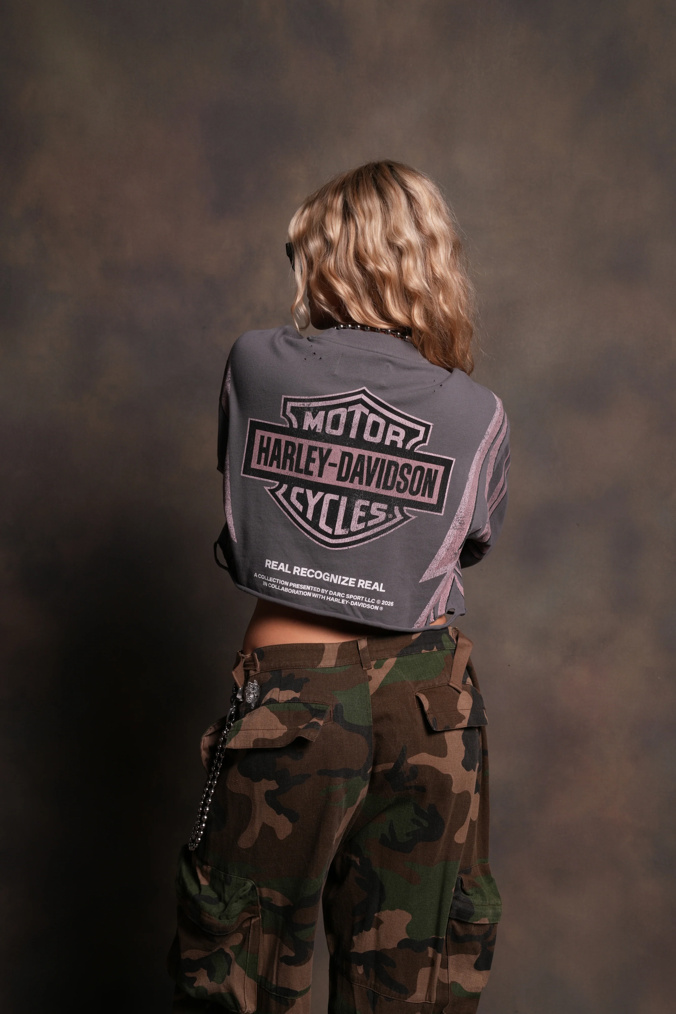 Real Recognize Real Distressed Oversized Cropped L/S Tee in Slate Gray - Image 6