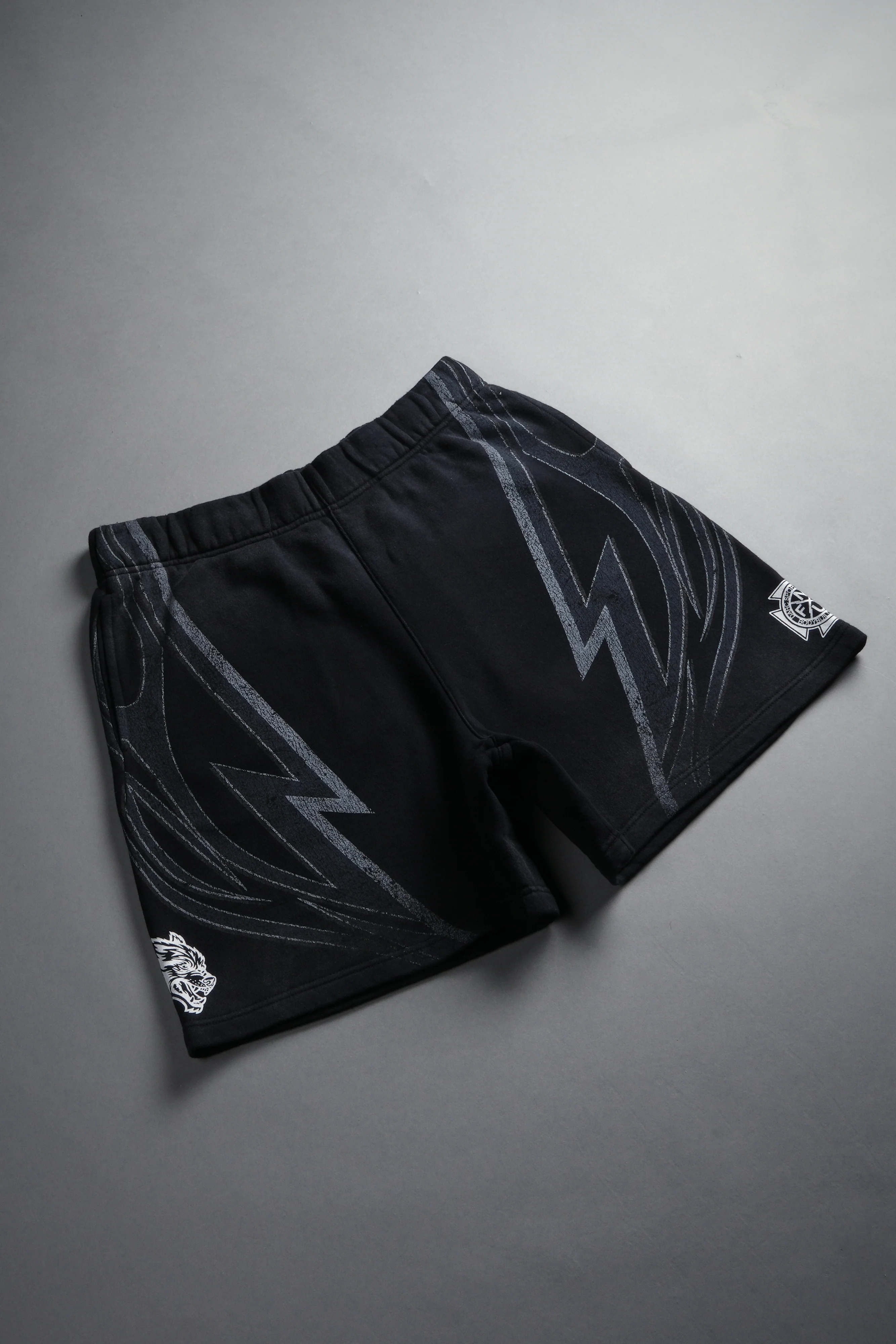 Real Recognize Real Unisex Oversized Post Lounge Sweat Shorts V2 in Black Drift Wash - Image 10