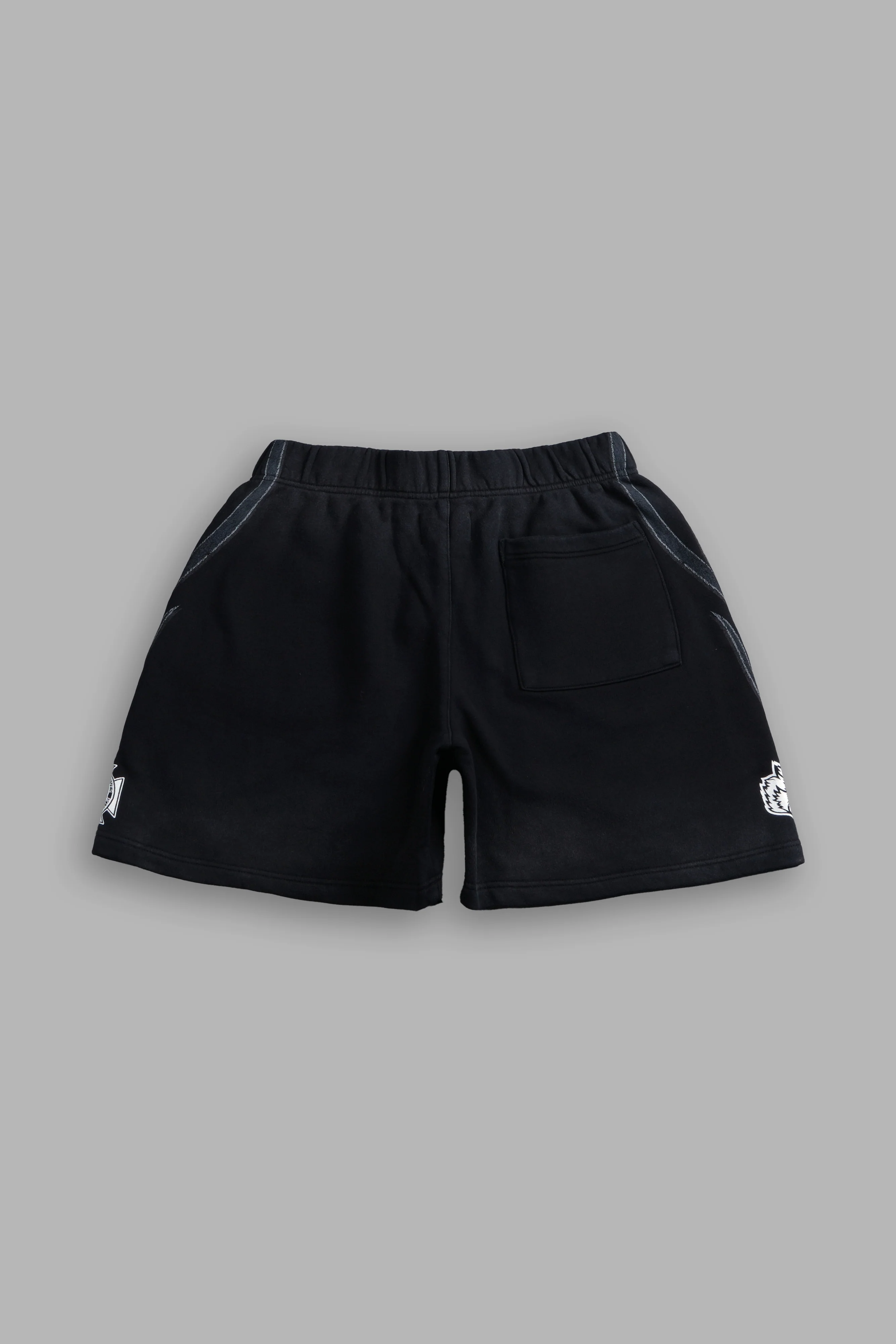 Real Recognize Real Unisex Oversized Post Lounge Sweat Shorts V2 in Black Drift Wash - Image 3