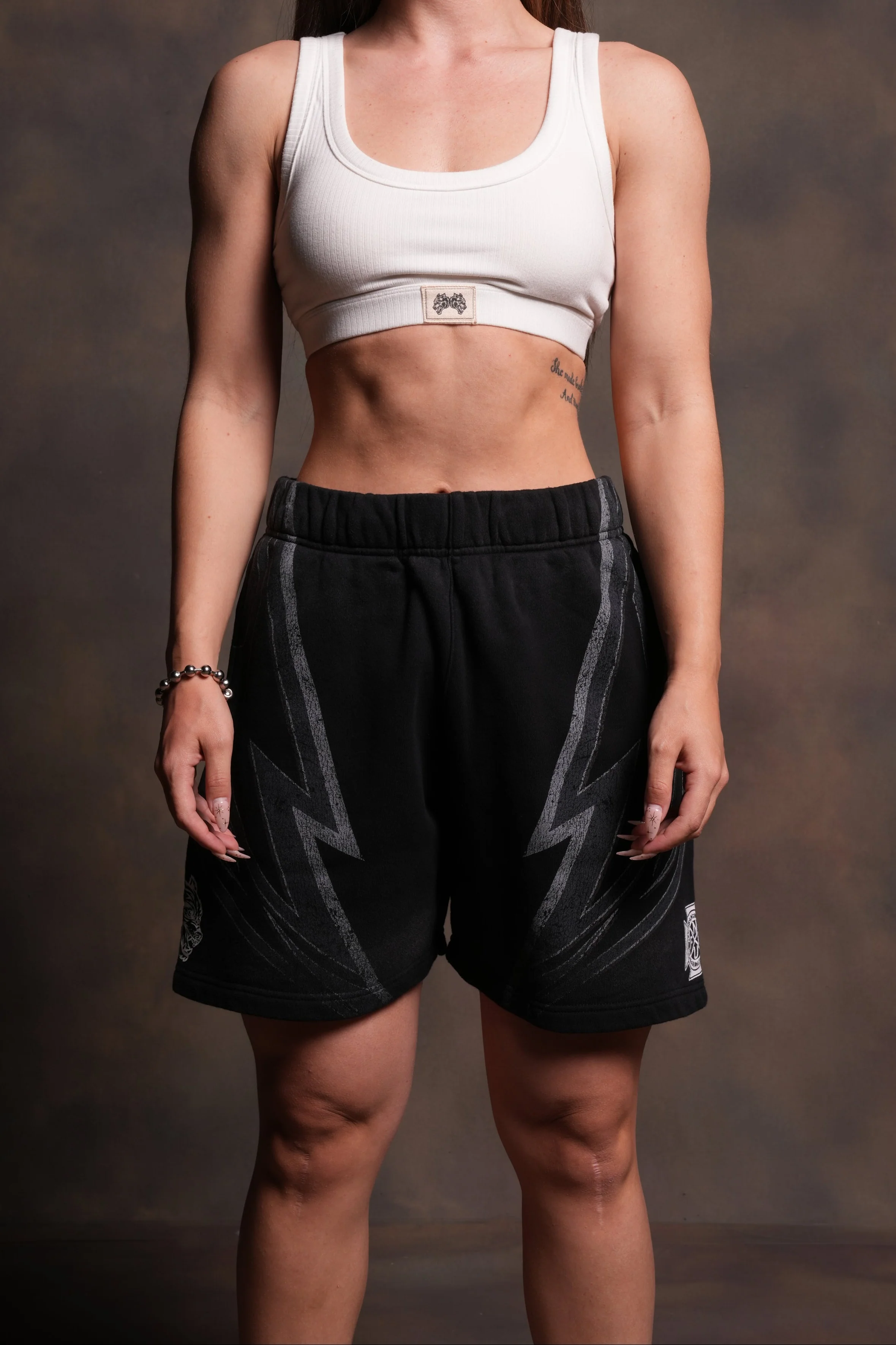 Real Recognize Real Unisex Oversized Post Lounge Sweat Shorts V2 in Black Drift Wash - Image 6