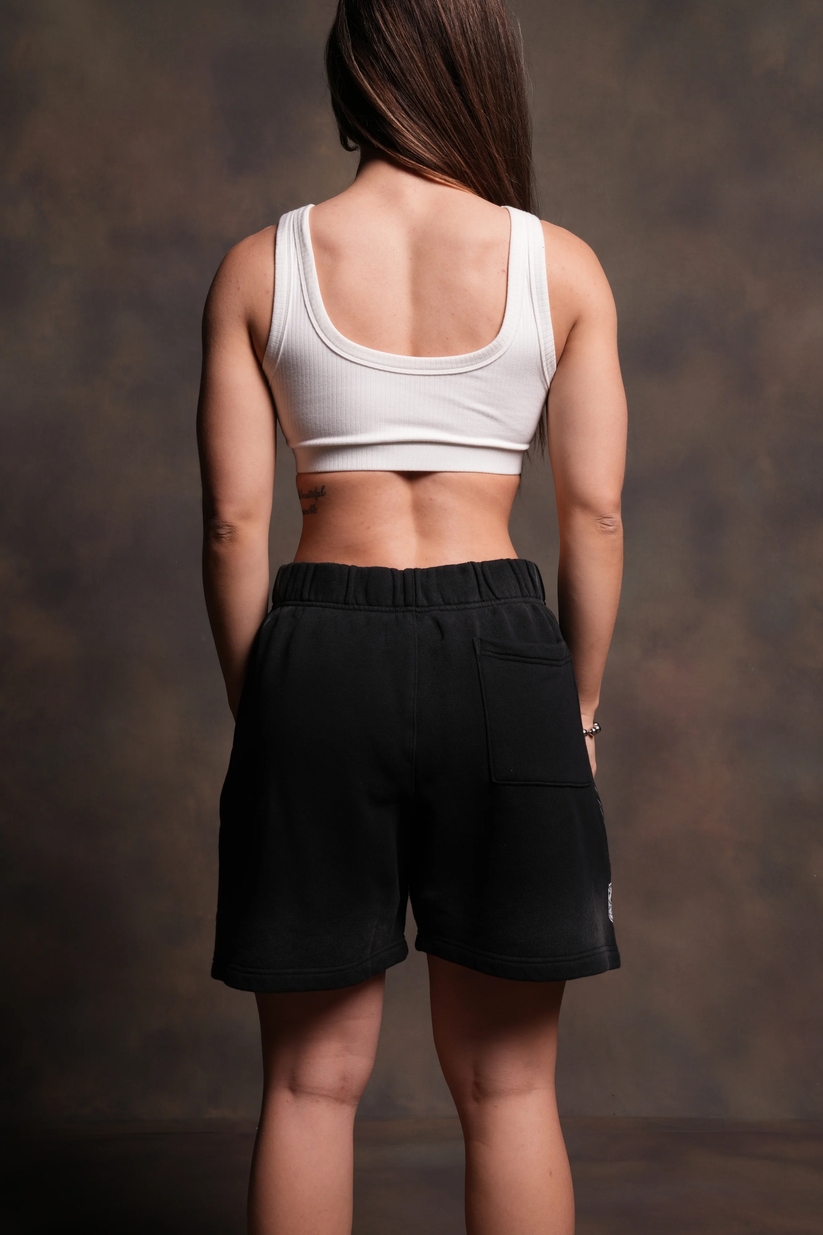 Real Recognize Real Unisex Oversized Post Lounge Sweat Shorts V2 in Black Drift Wash - Image 8