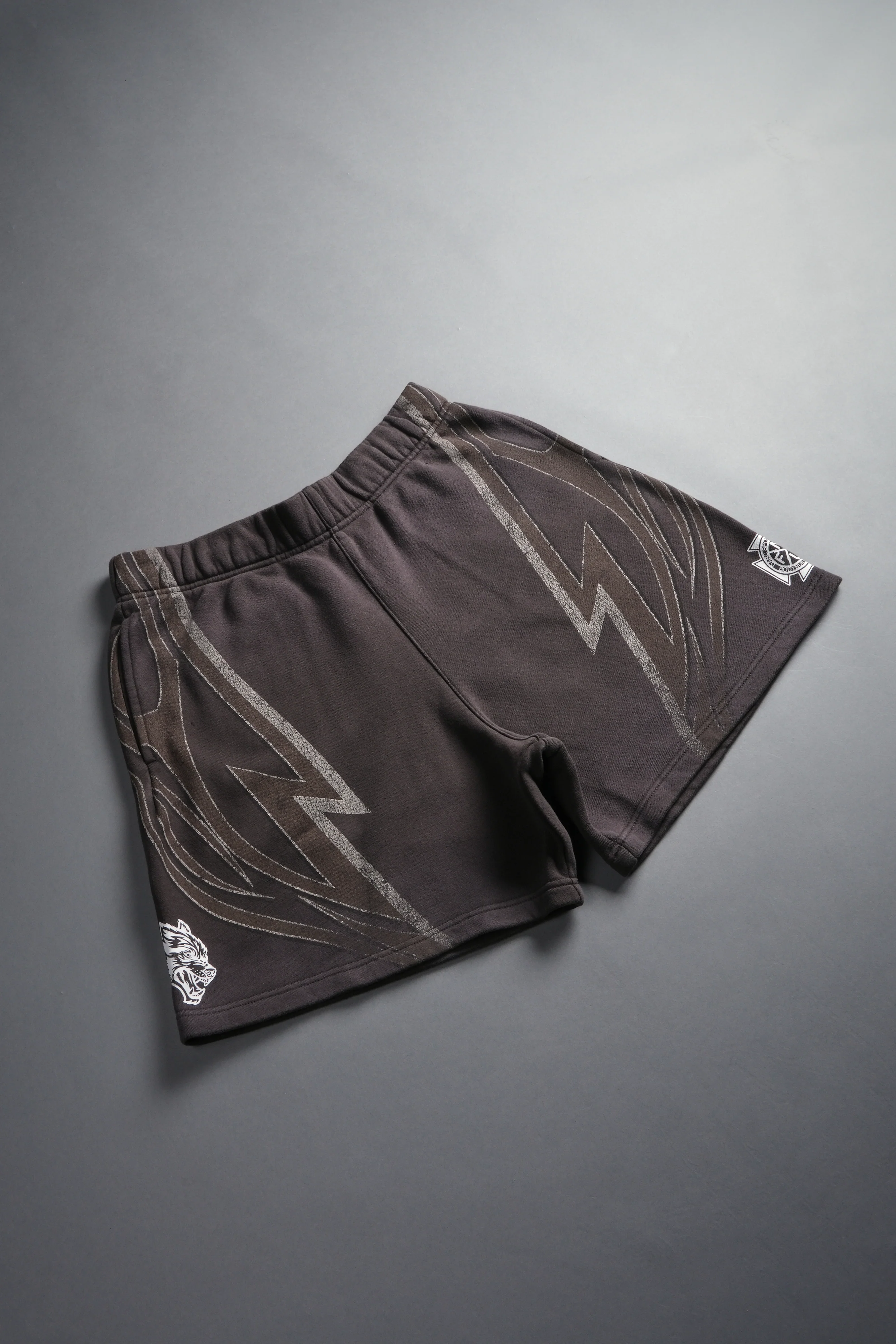 Real Recognize Real Unisex Oversized Post Lounge Sweat Shorts V2 in Darc Brown Drift Wash - Image 10