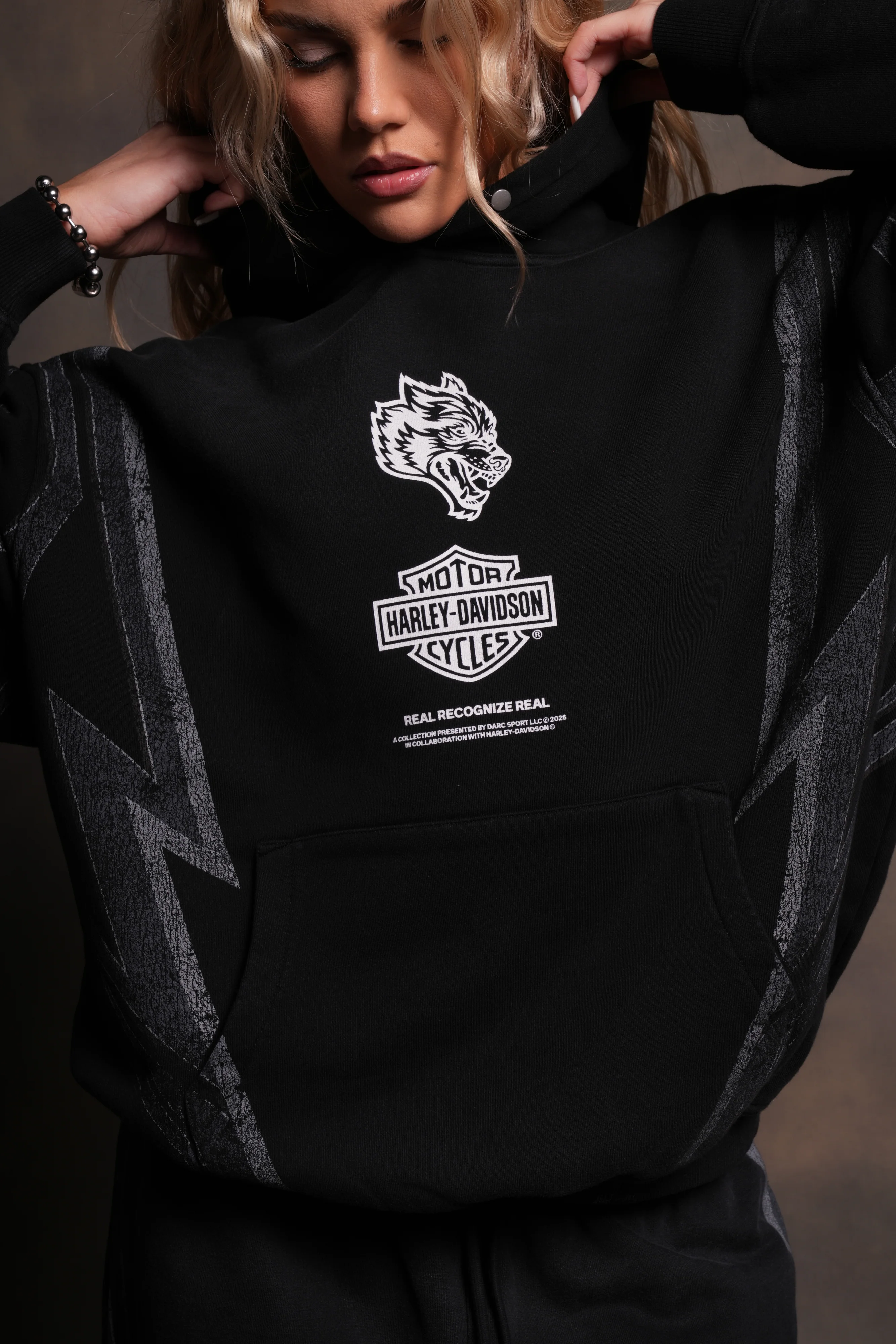 Real Recognize Real Unisex "Pierce" Hoodie in Black Drift Wash - Image 11