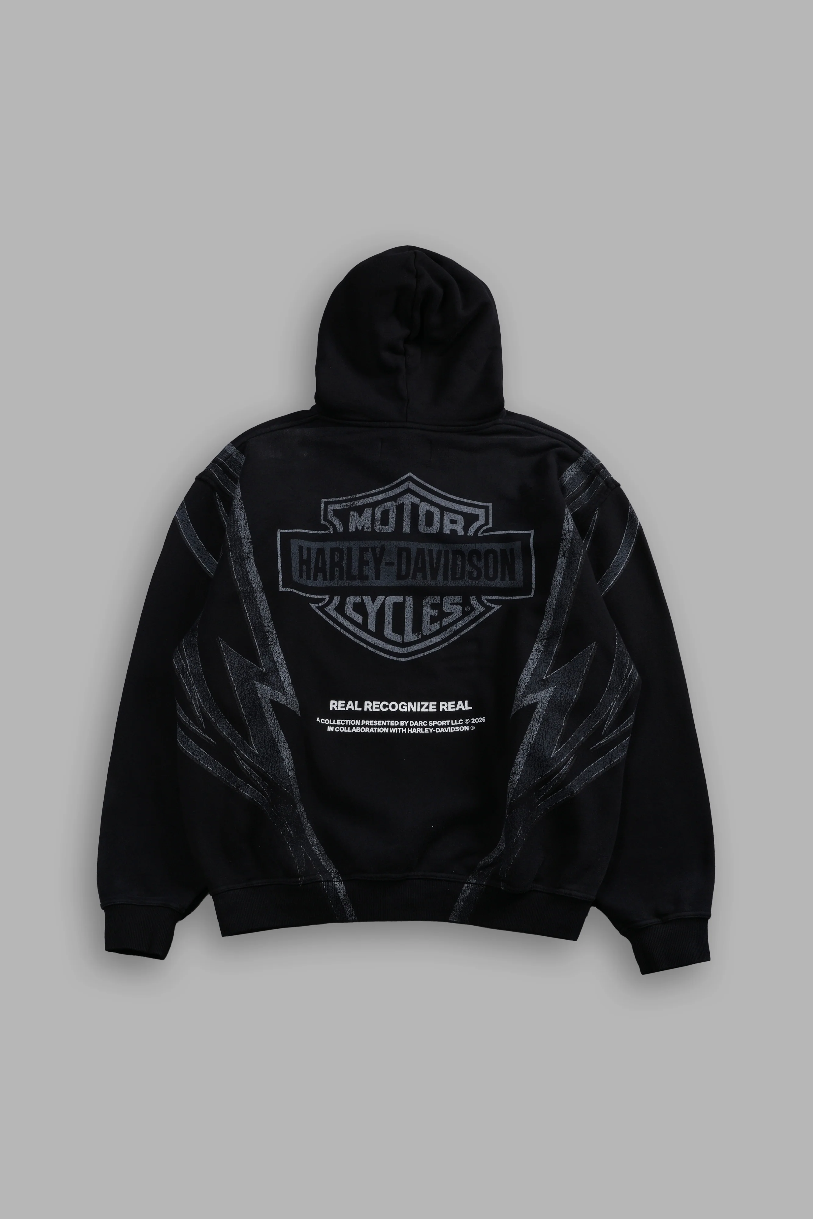 Real Recognize Real Unisex "Pierce" Hoodie in Black Drift Wash - Image 3