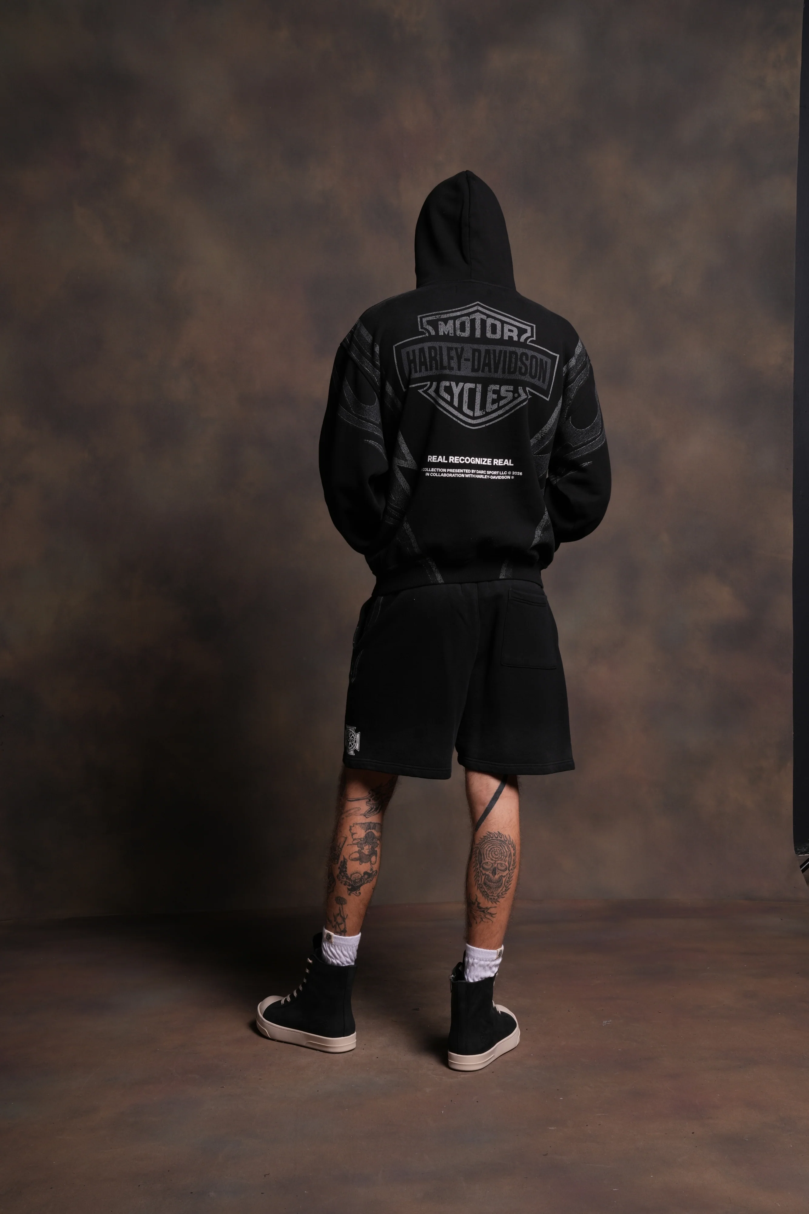 Real Recognize Real Unisex "Pierce" Hoodie in Black Drift Wash - Image 6