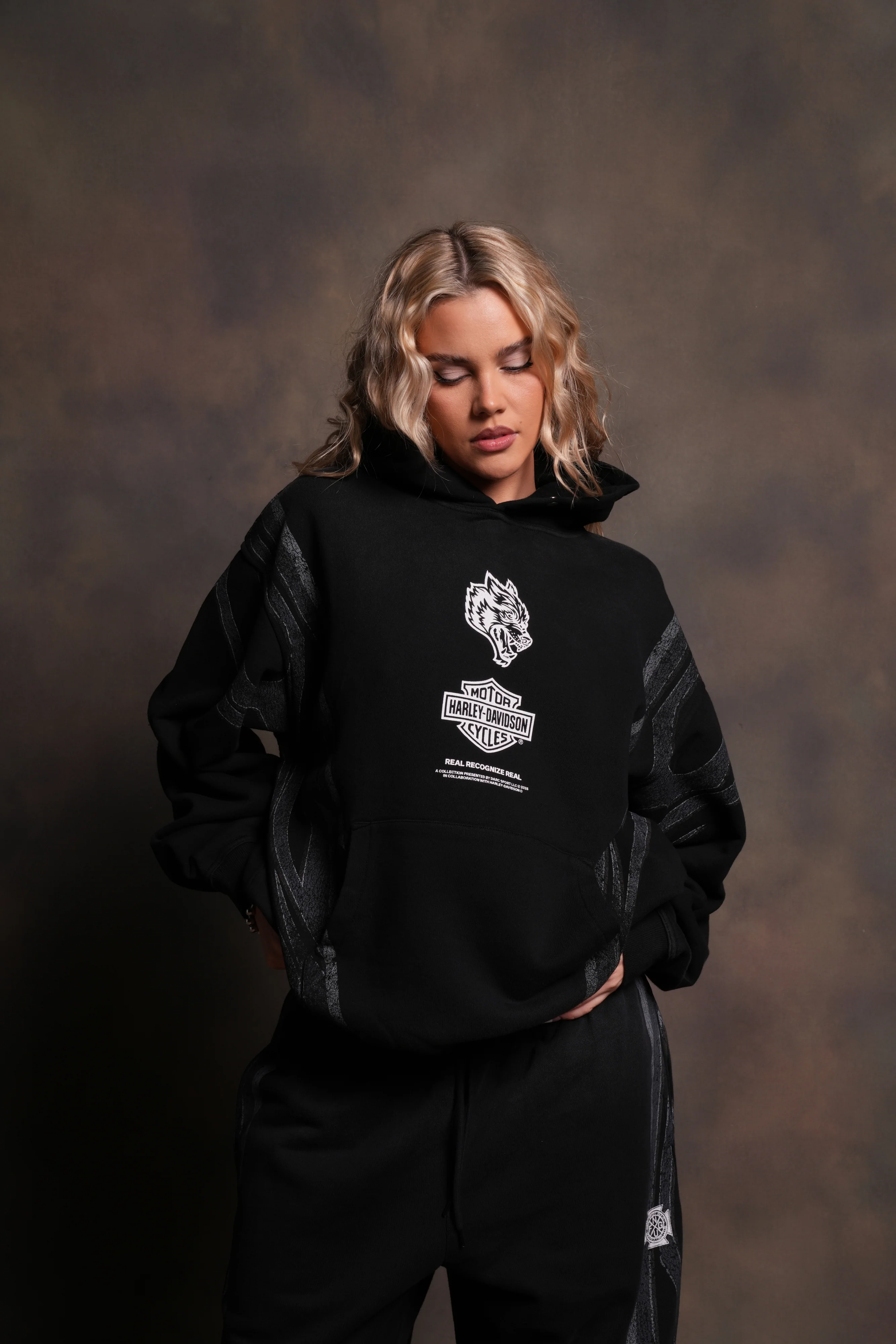 Real Recognize Real Unisex "Pierce" Hoodie in Black Drift Wash - Image 7