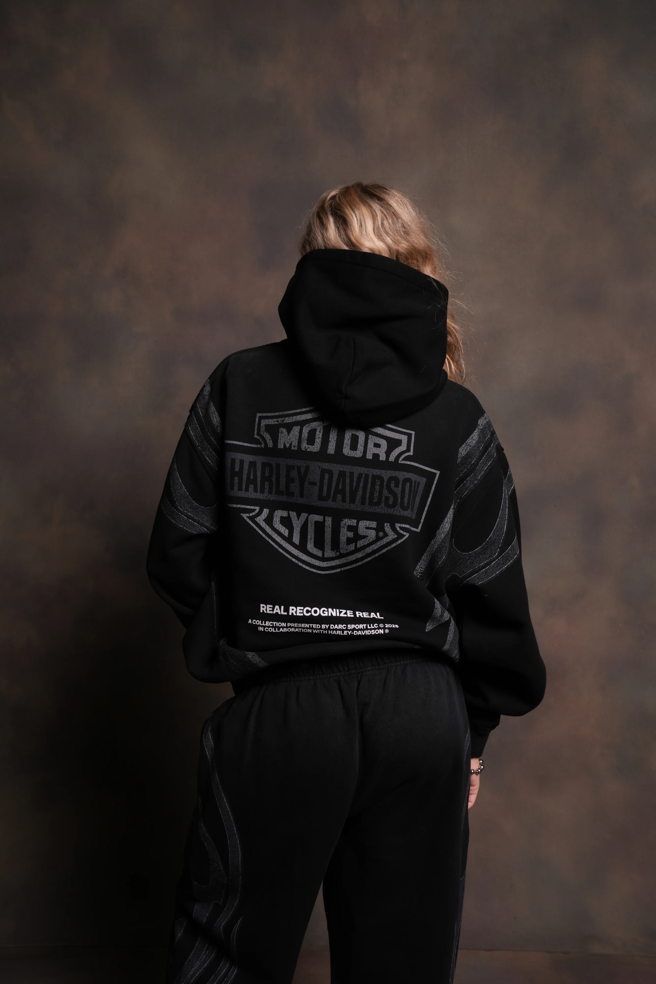 Real Recognize Real Unisex "Pierce" Hoodie in Black Drift Wash - Image 8