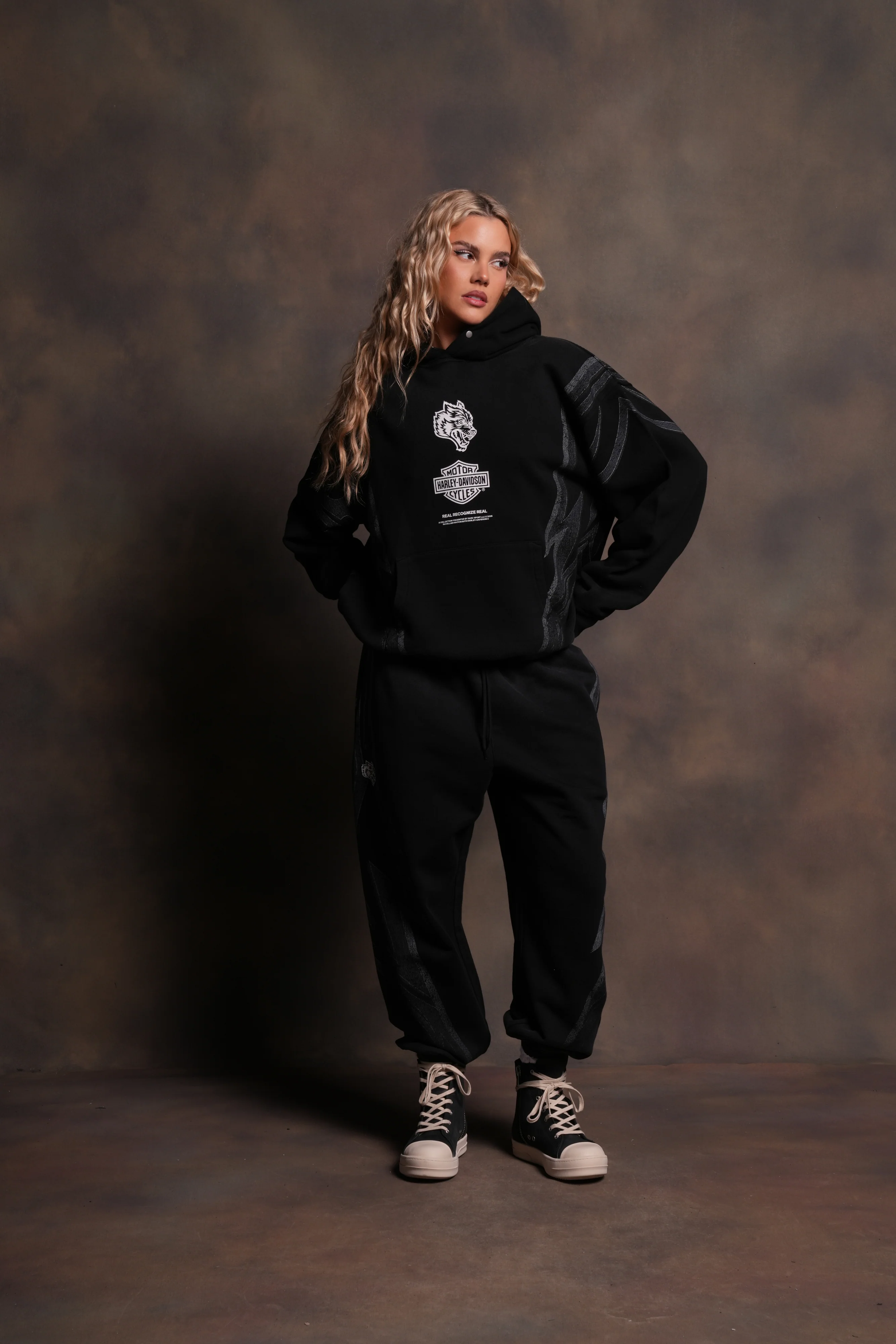 Real Recognize Real Unisex "Pierce" Hoodie in Black Drift Wash - Image 9