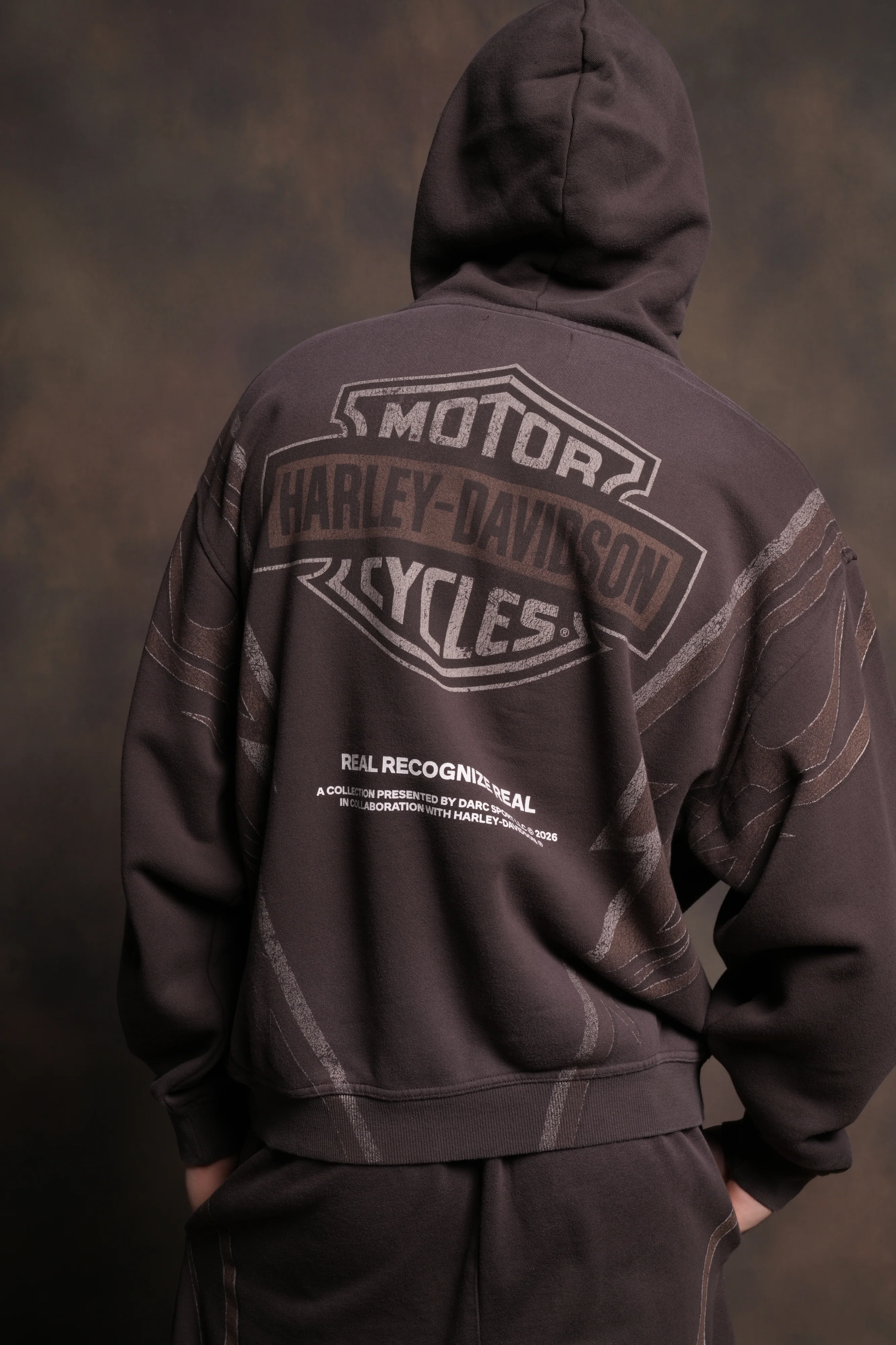 Real Recognize Real Unisex "Pierce" Hoodie in Darc Brown Drift Wash - Image 12