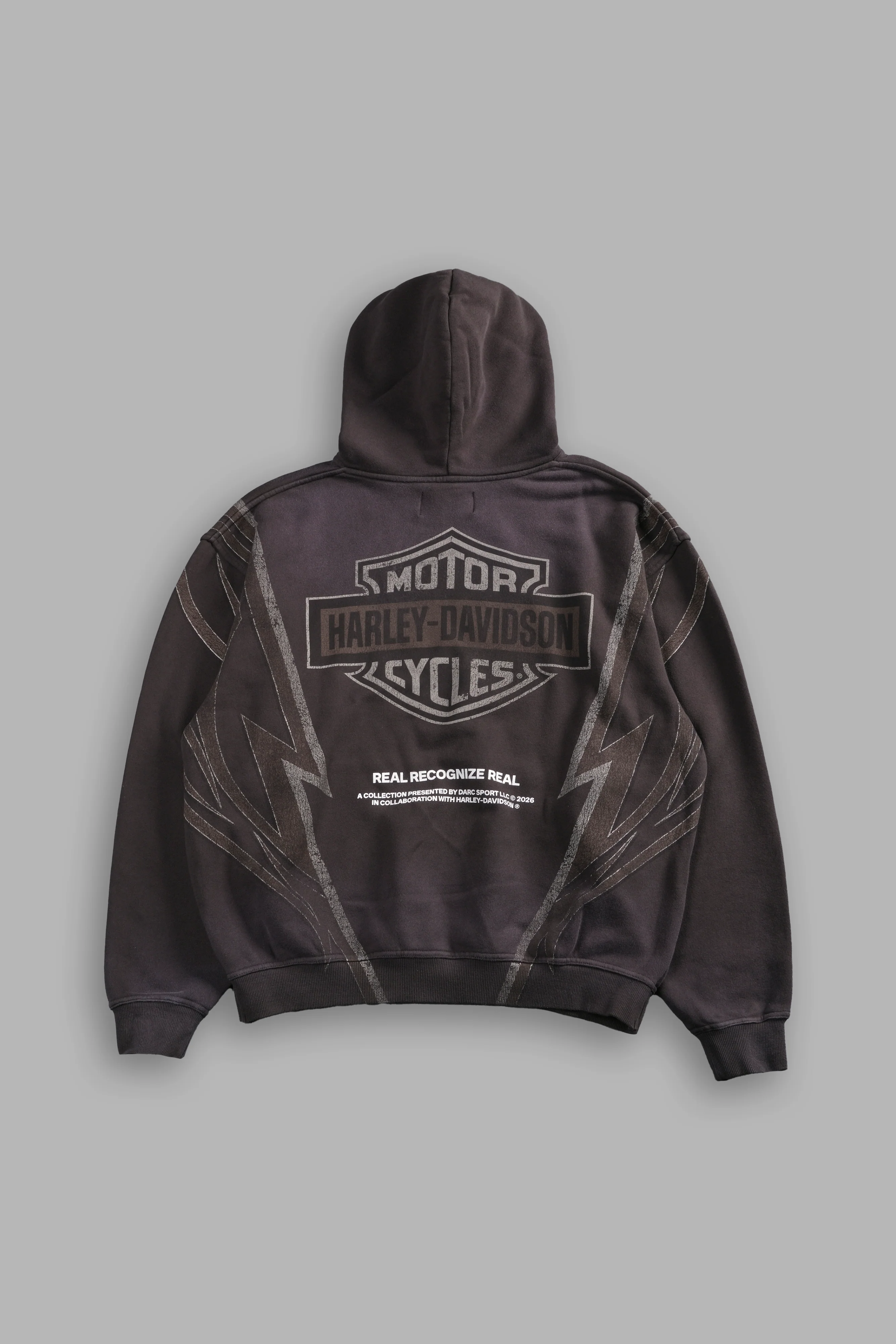 Real Recognize Real Unisex "Pierce" Hoodie in Darc Brown Drift Wash - Image 3