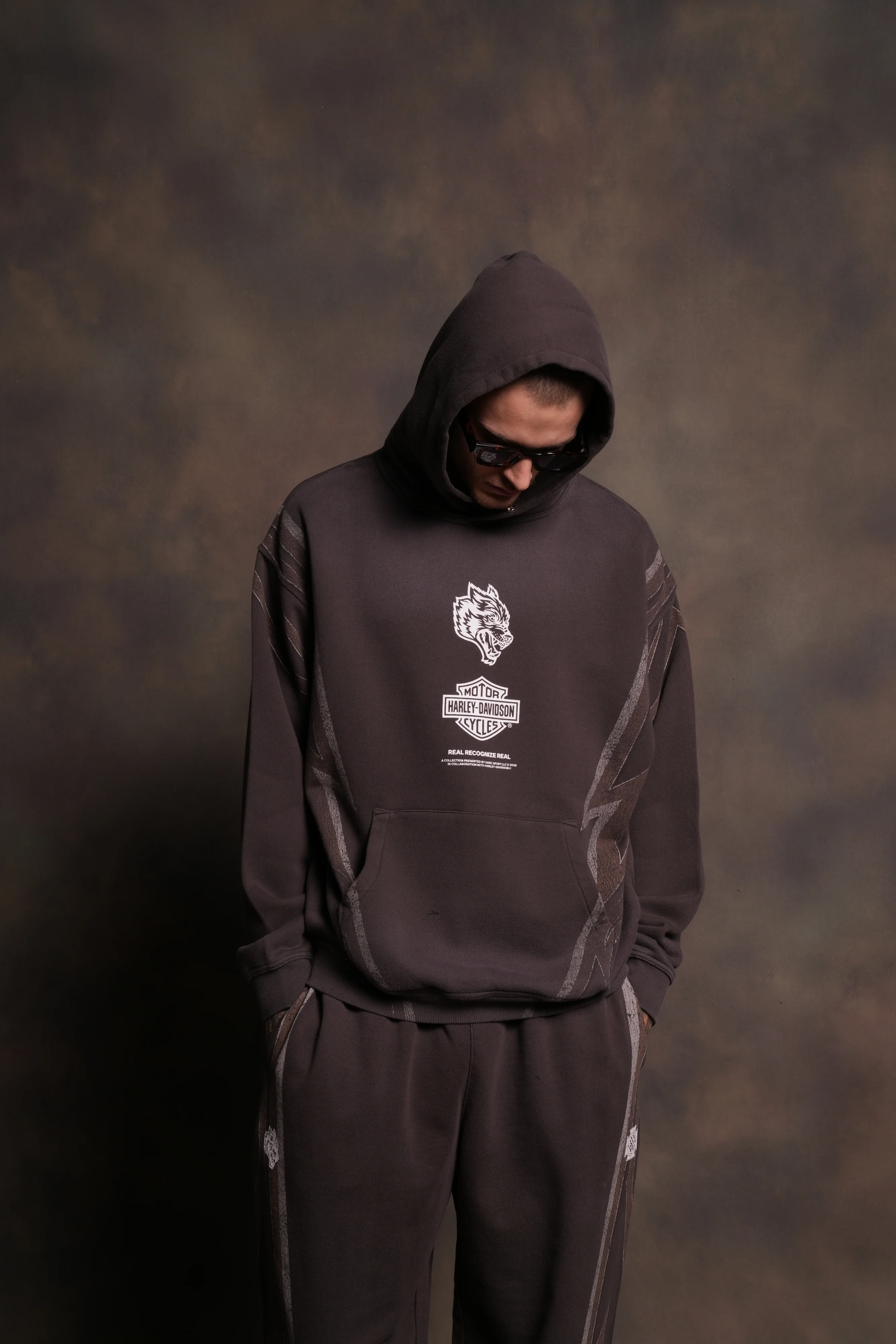 Real Recognize Real Unisex "Pierce" Hoodie in Darc Brown Drift Wash - Image 9
