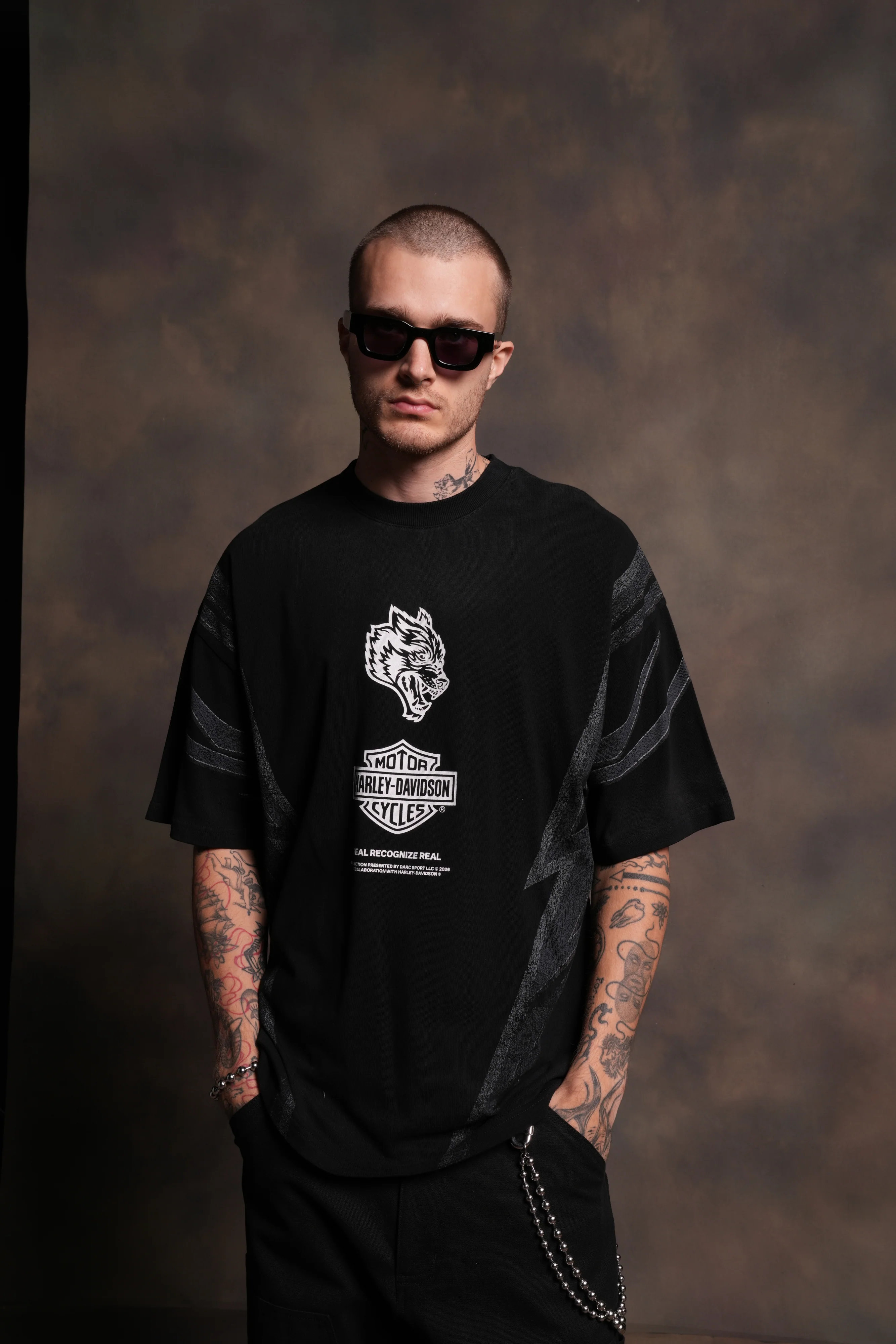 Real Recognize Real Unisex Premium Oversized Tee in Black Drift Wash - Image 4
