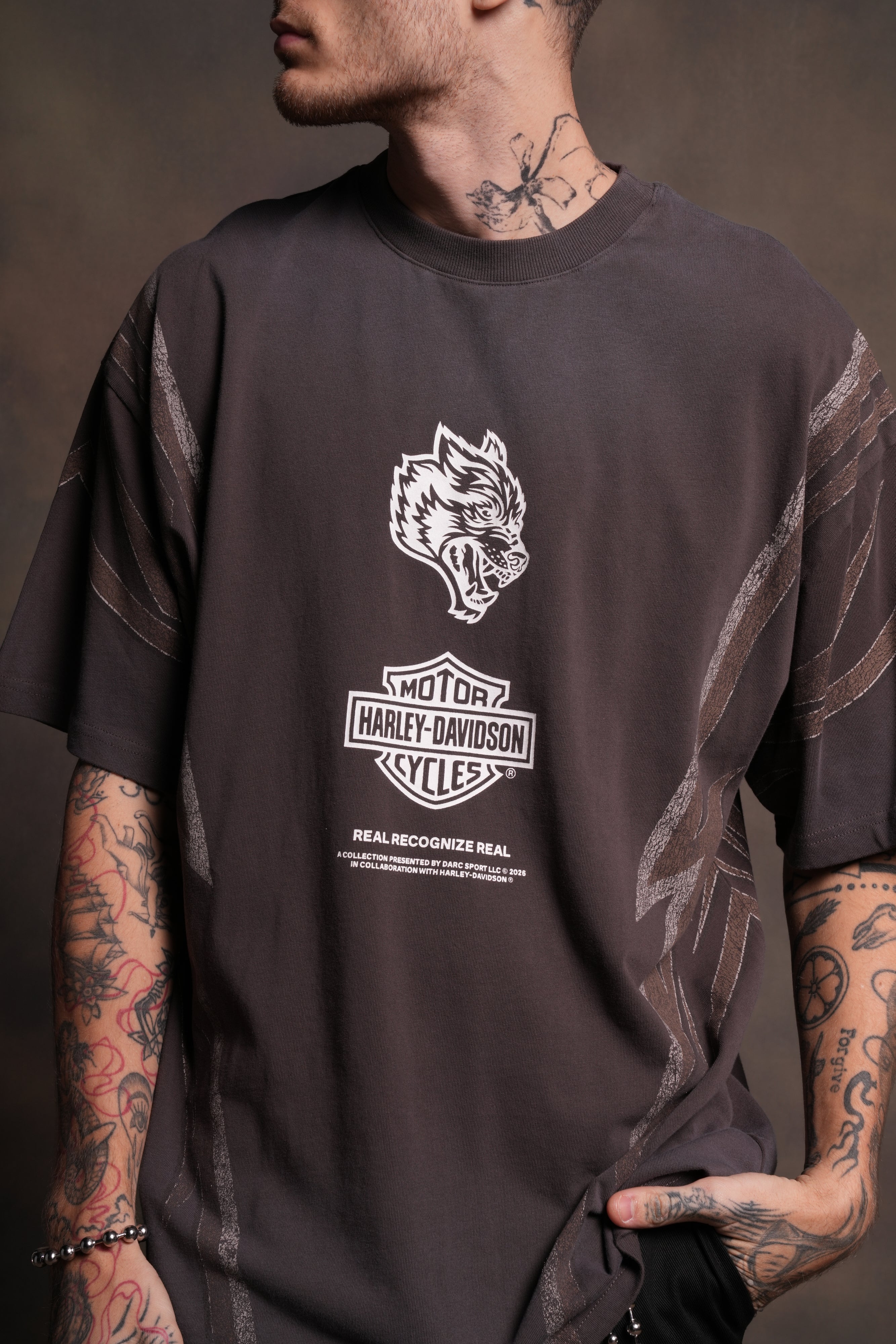 Real Recognize Real Unisex Premium Oversized Tee in Darc Brown Drift Wash - Image 5