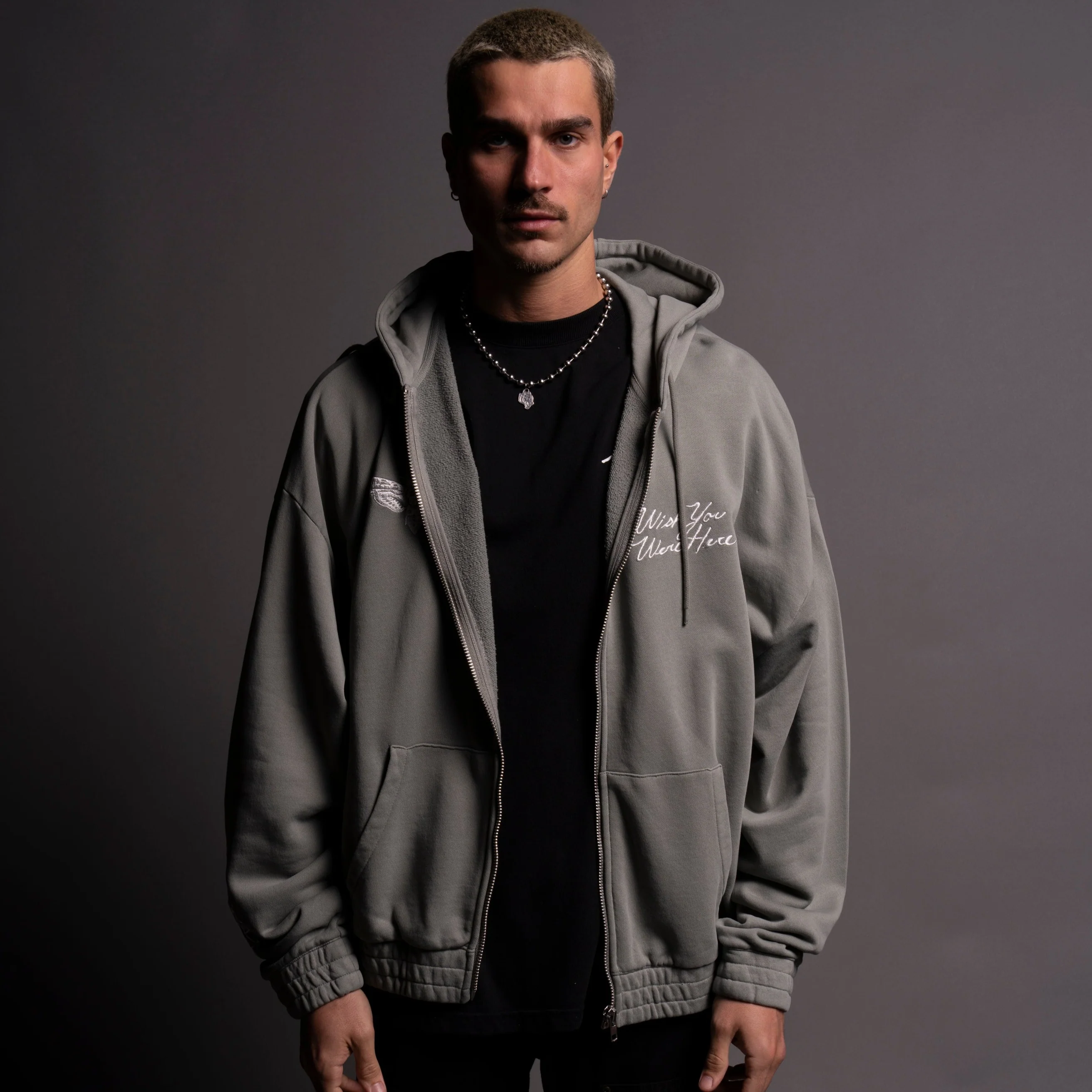 Remember "Vintage Chambers" Zip Hoodie in Owen Green - Image 2