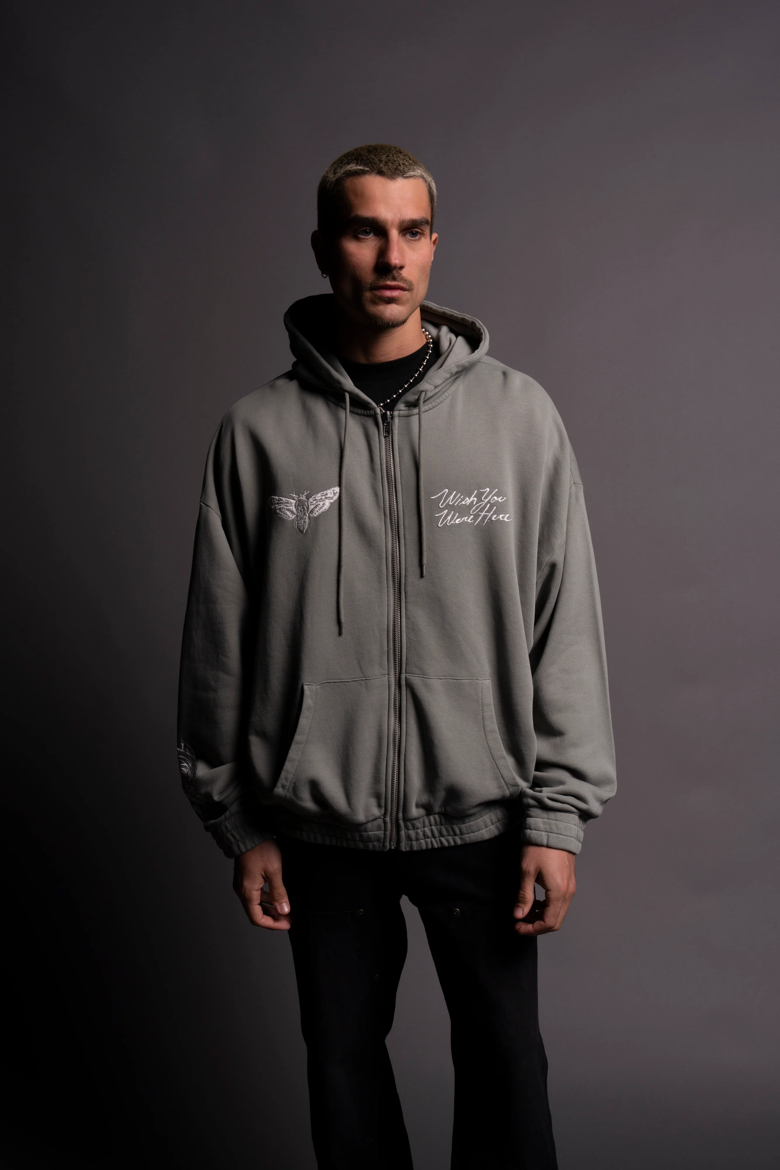 Remember "Vintage Chambers" Zip Hoodie in Owen Green - Image 4