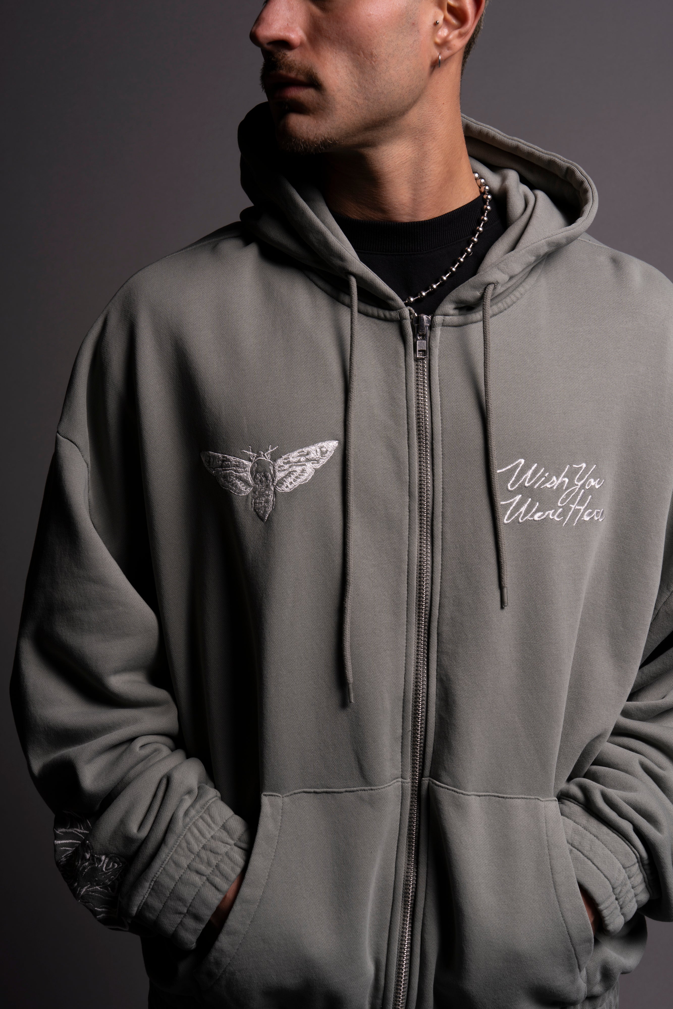 Remember "Vintage Chambers" Zip Hoodie in Owen Green - Image 5